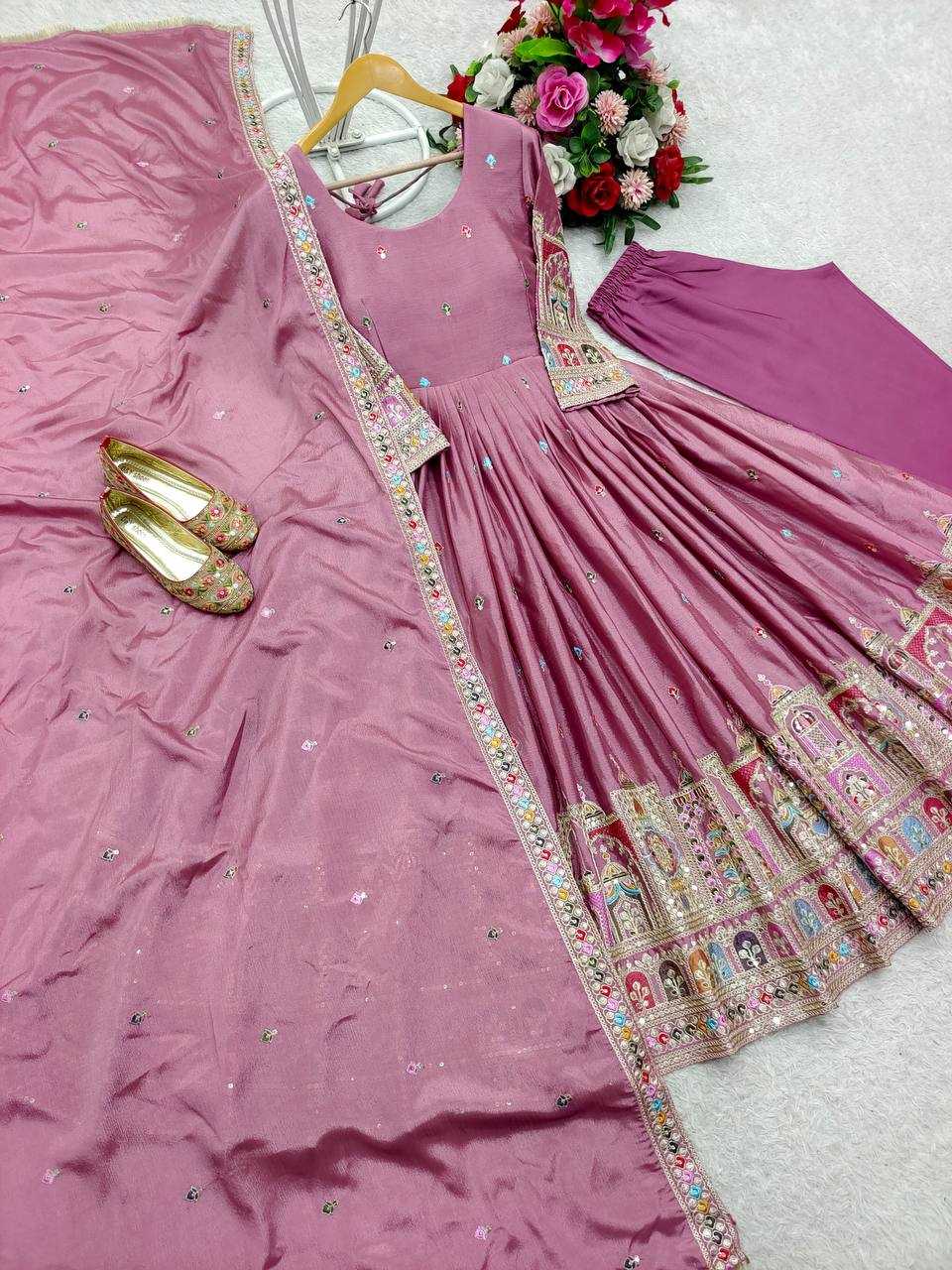 Ynf Chinon Silk KESH506 1191 Gowns Wholesale Fancy Gowns Embroidery Gowns Designer Gowns Manufacturer