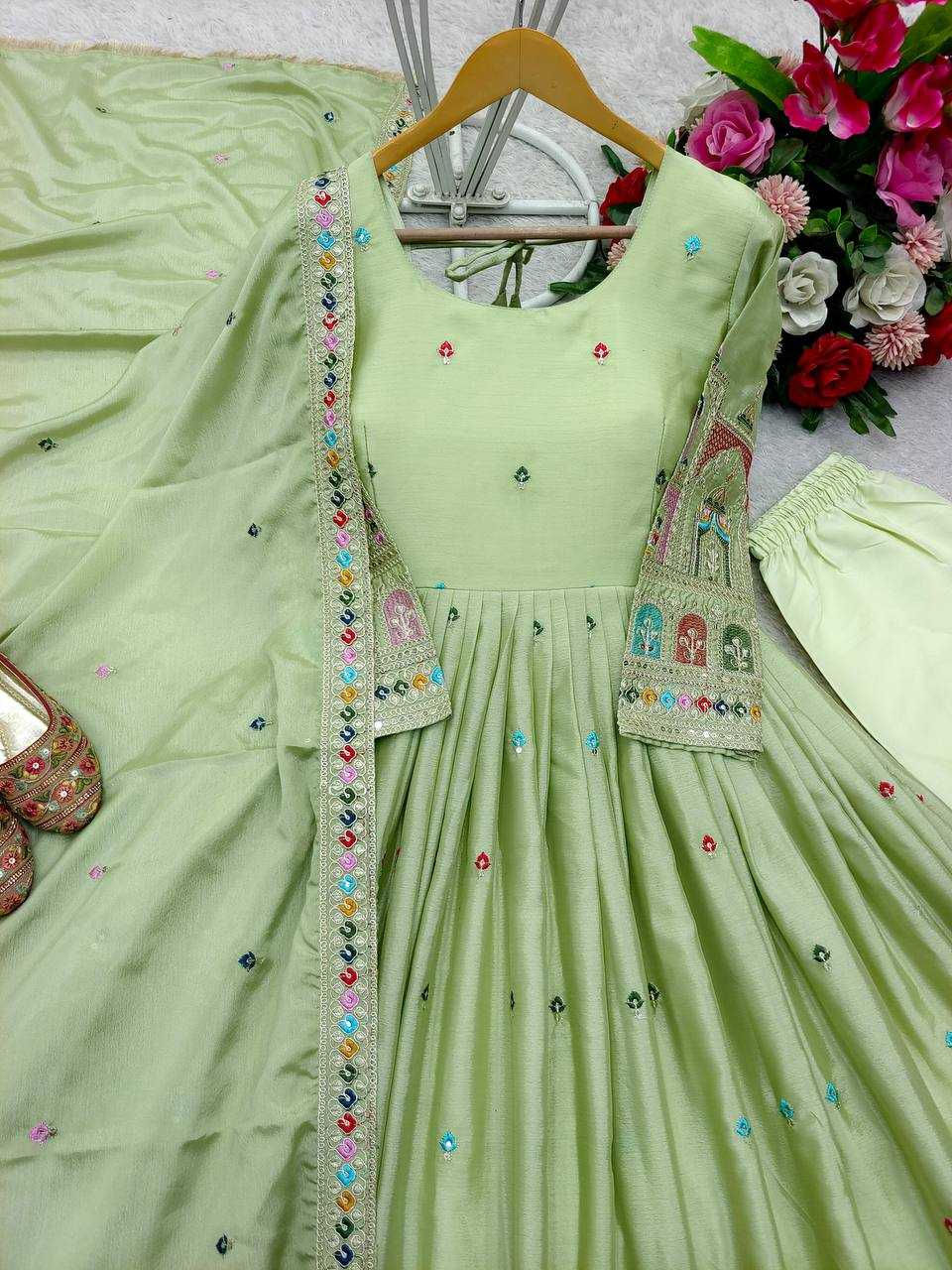 Ynf Chinon Silk KESH506 1191 Gowns Wholesale Fancy Gowns Embroidery Gowns Designer Gowns Manufacturer