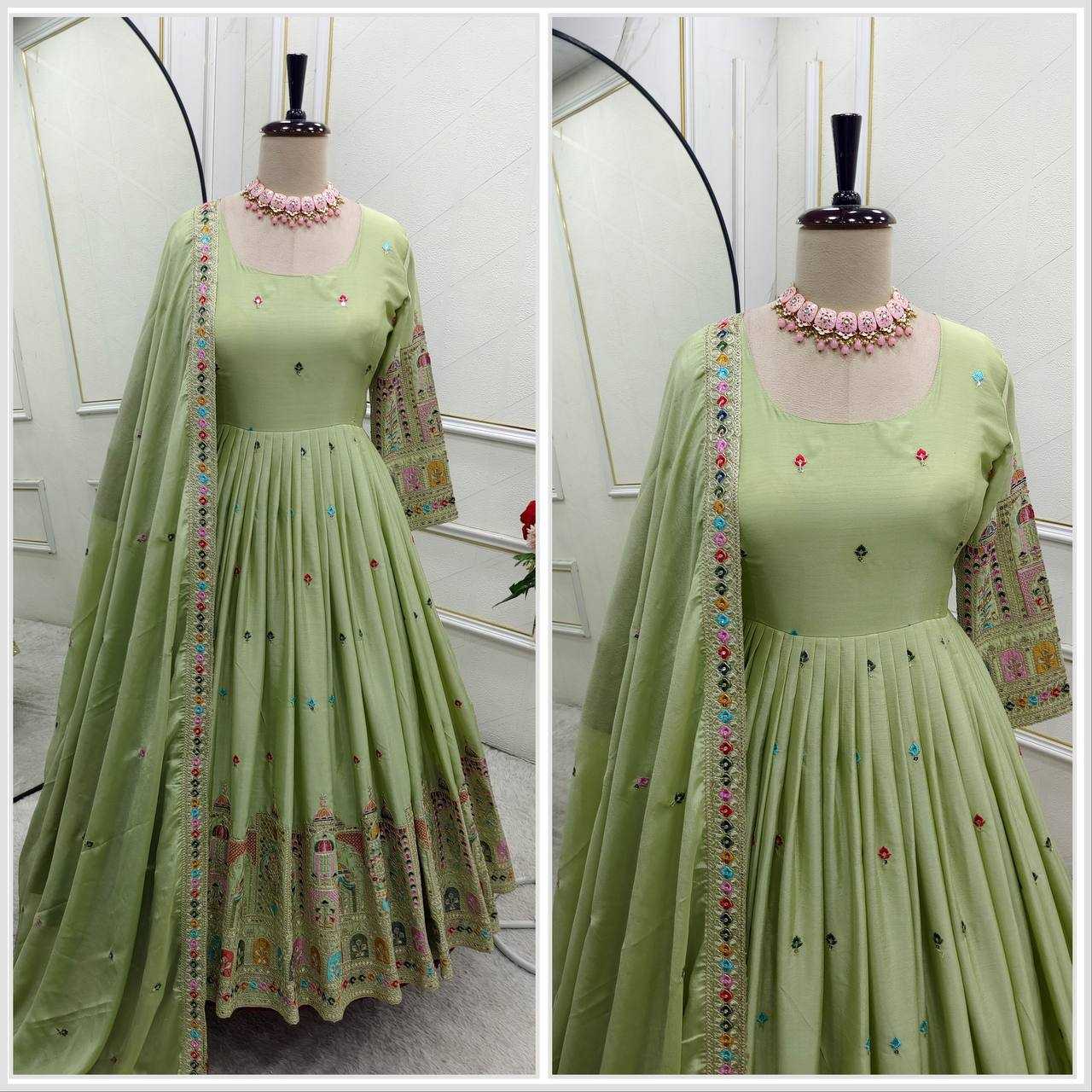 Ynf Chinon Silk KESH506 1191 Gowns Wholesale Fancy Gowns Embroidery Gowns Designer Gowns Manufacturer