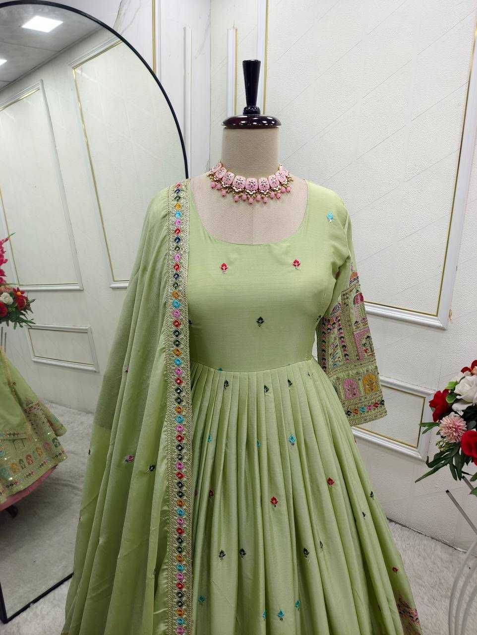 Ynf Chinon Silk KESH506 1191 Gowns Wholesale Fancy Gowns Embroidery Gowns Designer Gowns Manufacturer