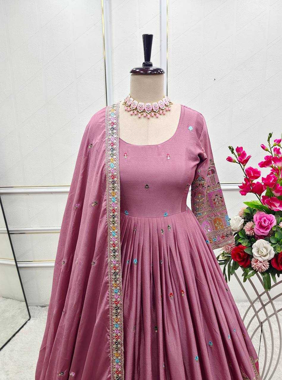 Ynf Chinon Silk KESH506 1191 Gowns Wholesale Fancy Gowns Embroidery Gowns Designer Gowns Manufacturer