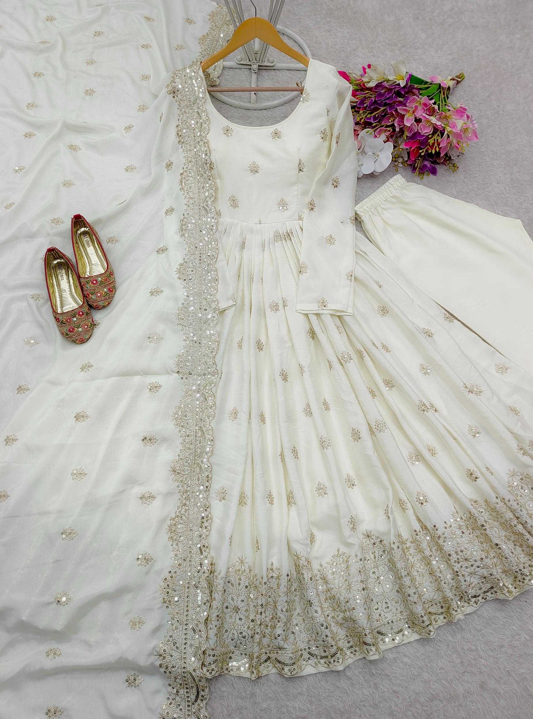 Ynf Chinon Silk KESH506 121 Gowns Wholesale Fancy Gowns Embroidery Gowns Designer Gowns Manufacturer