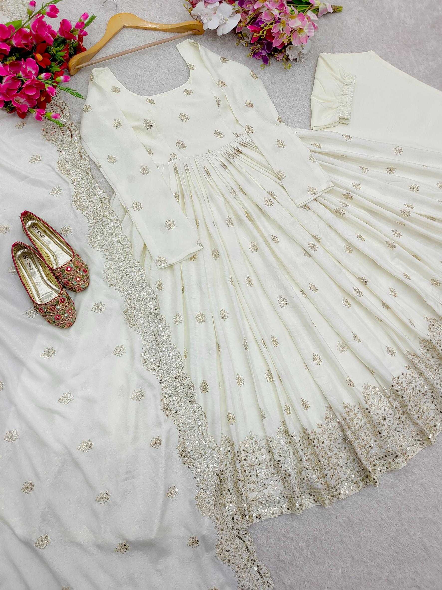 Ynf Chinon Silk KESH506 121 Gowns Wholesale Fancy Gowns Embroidery Gowns Designer Gowns Manufacturer