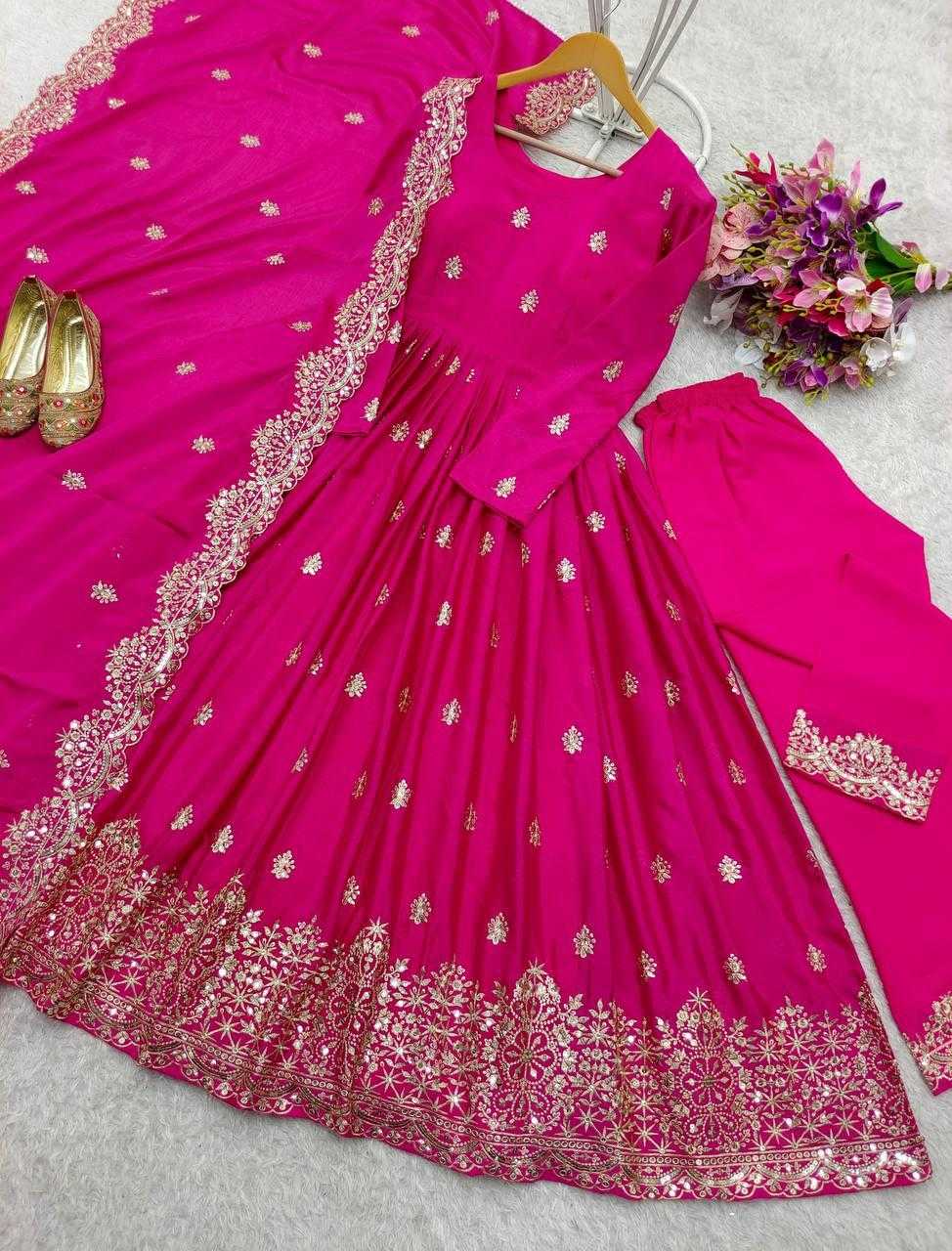 Ynf Chinon Silk KESH506 121 Gowns Wholesale Fancy Gowns Embroidery Gowns Designer Gowns Manufacturer