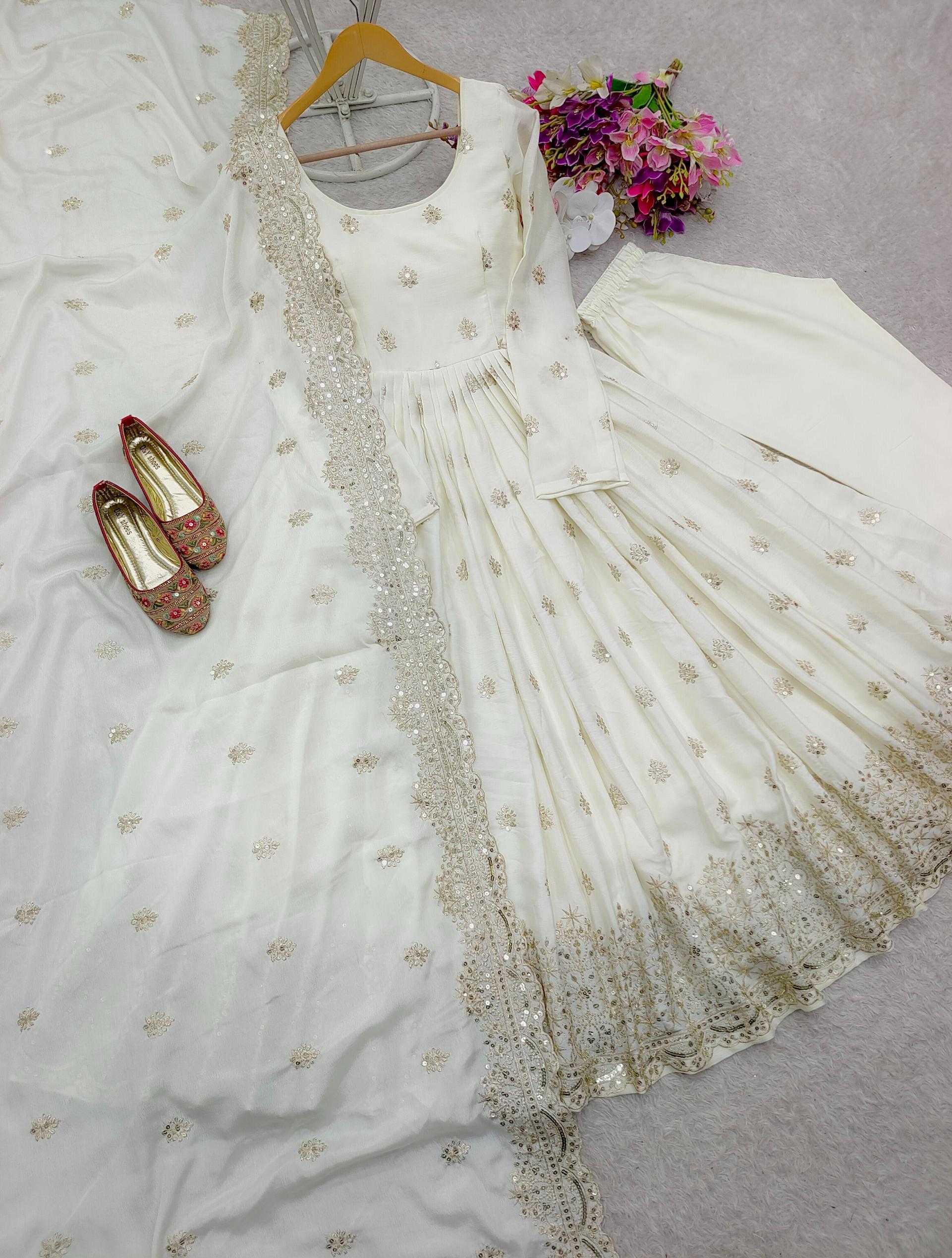 Ynf Chinon Silk KESH506 121 Gowns Wholesale Fancy Gowns Embroidery Gowns Designer Gowns Manufacturer