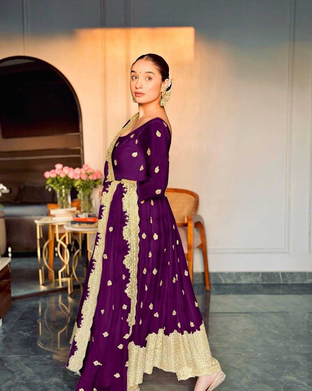 Ynf Chinon Silk KESH506 121 Gowns Wholesale Fancy Gowns Embroidery Gowns Designer Gowns Manufacturer