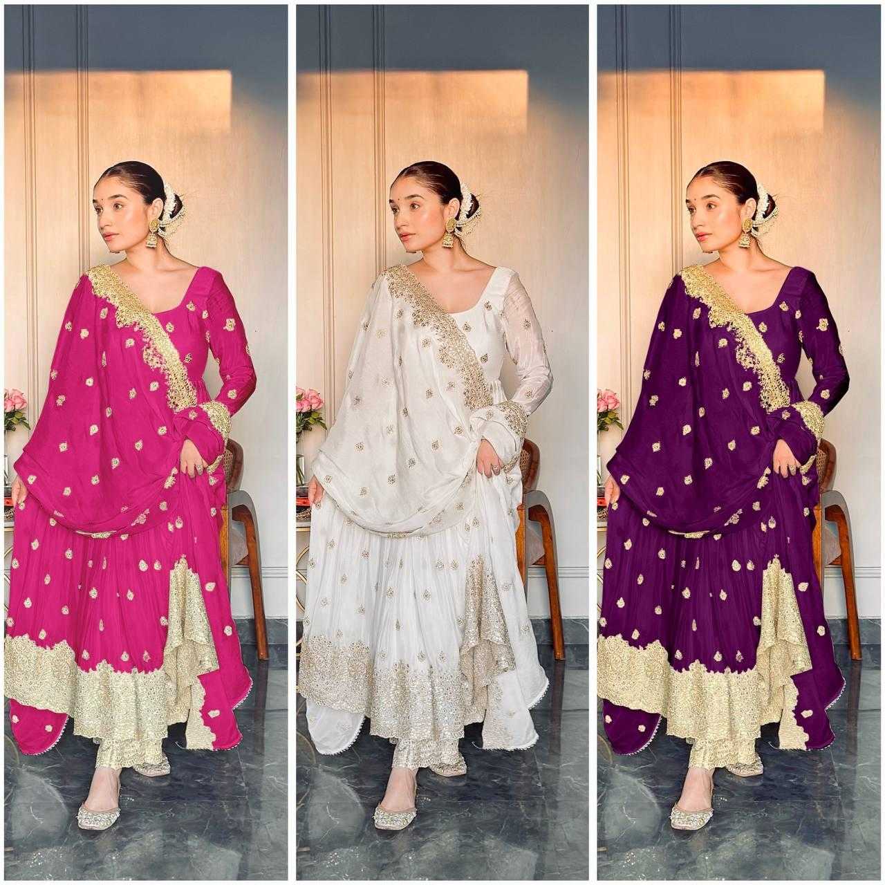 Ynf Chinon Silk KESH506 121 Gowns Wholesale Fancy Gowns Embroidery Gowns Designer Gowns Manufacturer