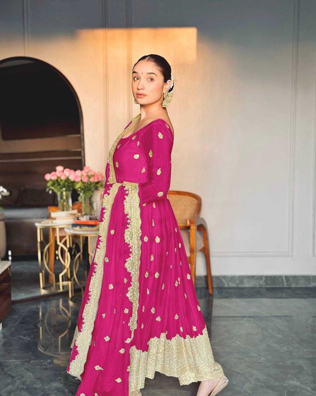 Ynf Chinon Silk KESH506 121 Gowns Wholesale Fancy Gowns Embroidery Gowns Designer Gowns Manufacturer