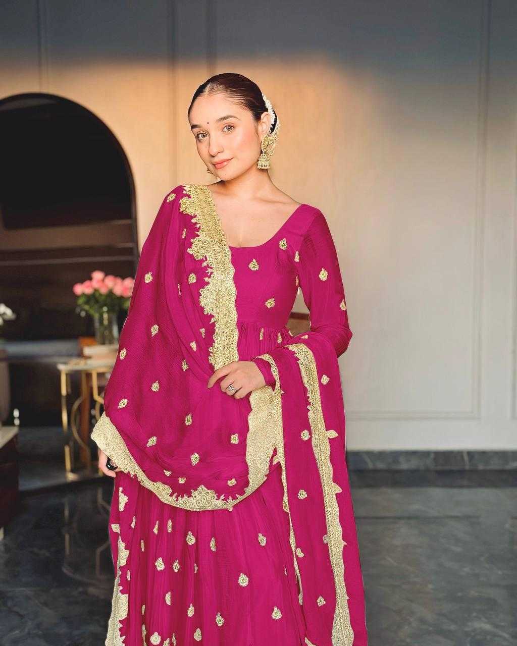 Ynf Chinon Silk KESH506 121 Gowns Wholesale Fancy Gowns Embroidery Gowns Designer Gowns Manufacturer