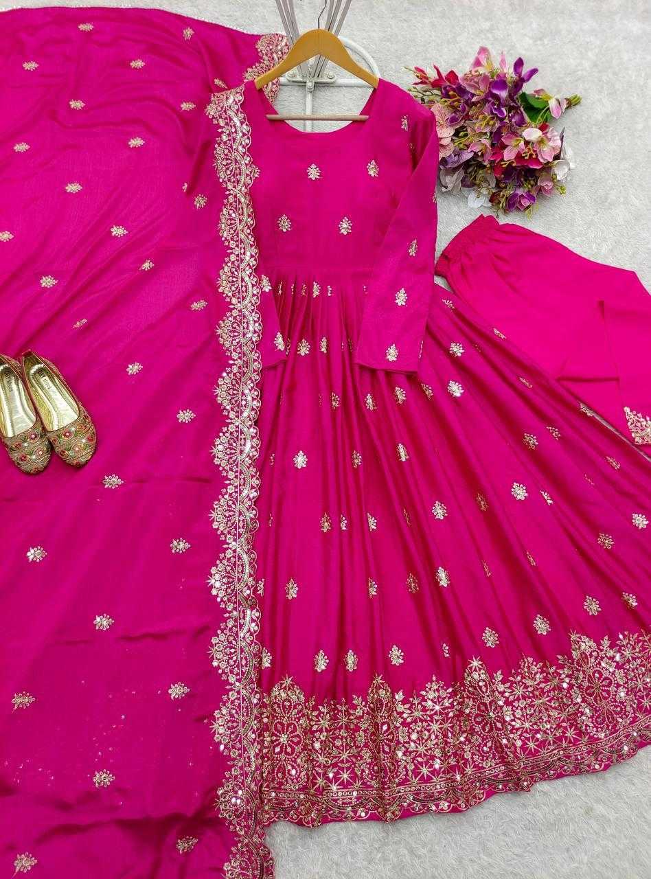 Ynf Chinon Silk KESH506 121 Gowns Wholesale Fancy Gowns Embroidery Gowns Designer Gowns Manufacturer