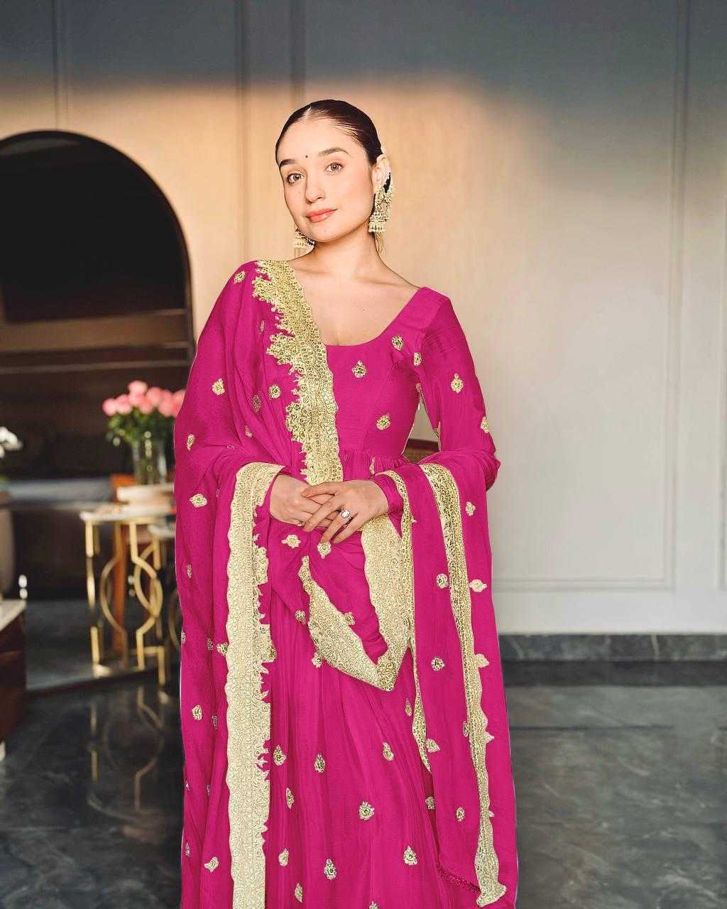Ynf Chinon Silk KESH506 121 Gowns Wholesale Fancy Gowns Embroidery Gowns Designer Gowns Manufacturer