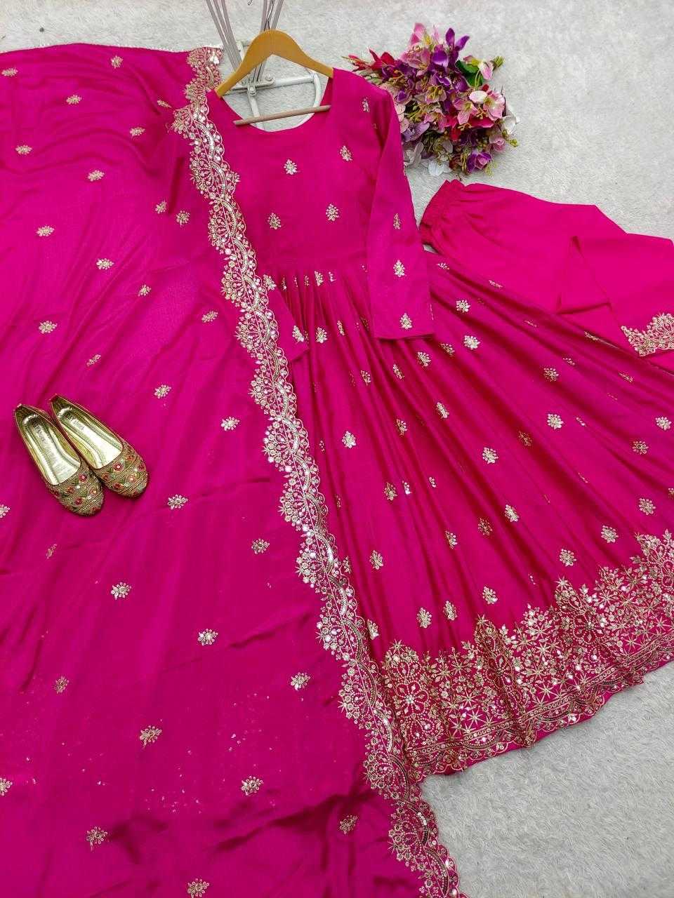 Ynf Chinon Silk KESH506 121 Gowns Wholesale Fancy Gowns Embroidery Gowns Designer Gowns Manufacturer