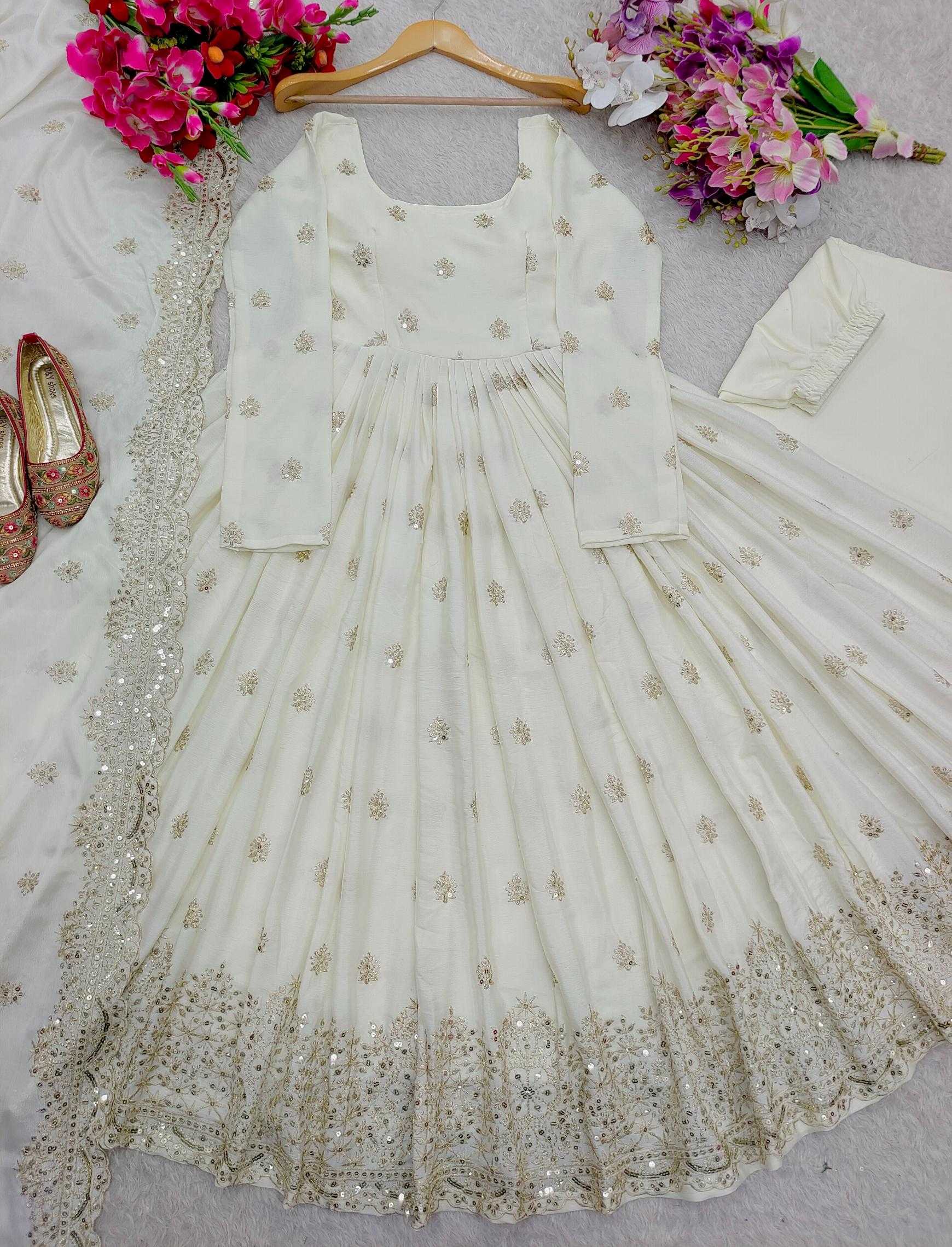 Ynf Chinon Silk KESH506 121 Gowns Wholesale Fancy Gowns Embroidery Gowns Designer Gowns Manufacturer