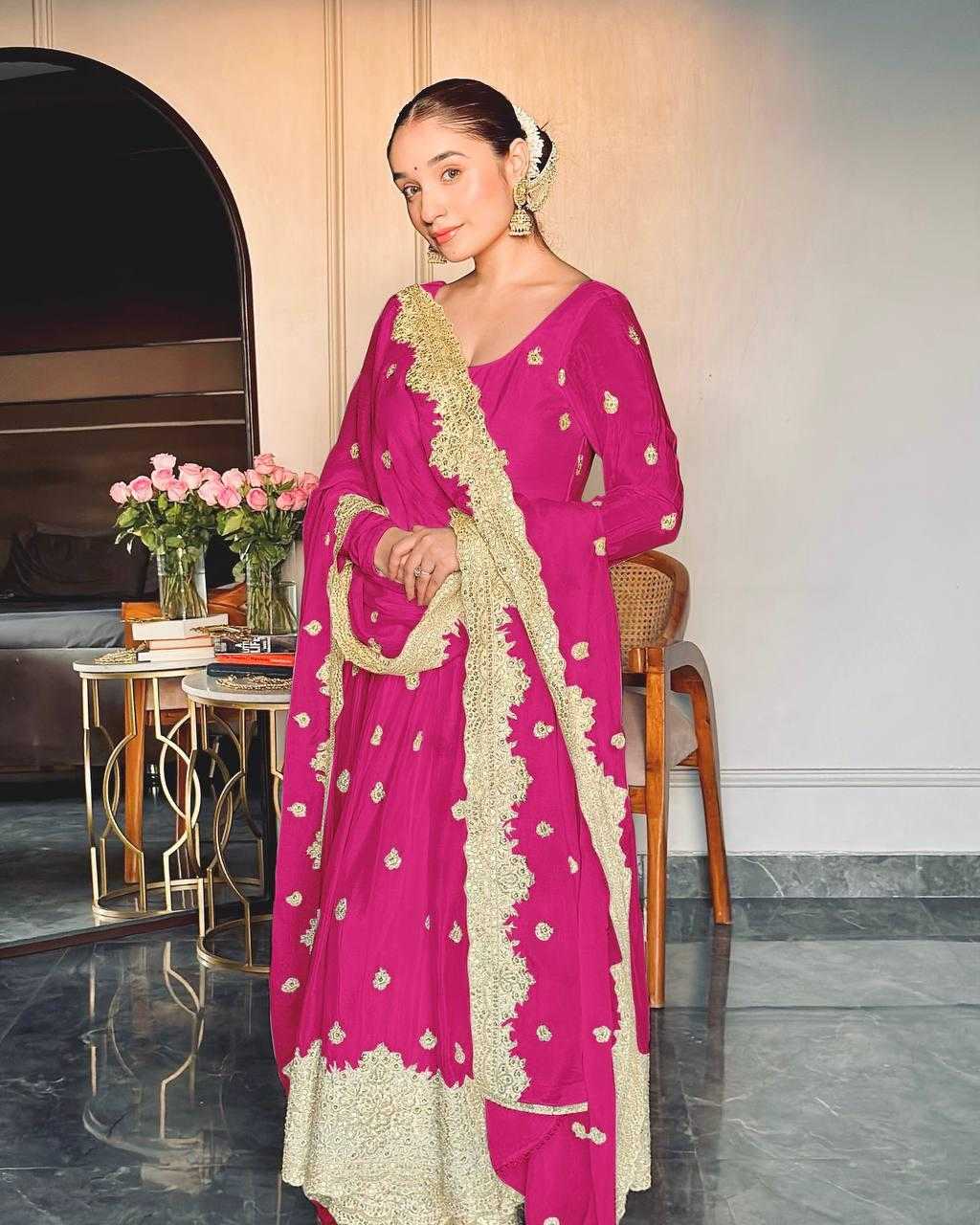 Ynf Chinon Silk KESH506 121 Gowns Wholesale Fancy Gowns Embroidery Gowns Designer Gowns Manufacturer