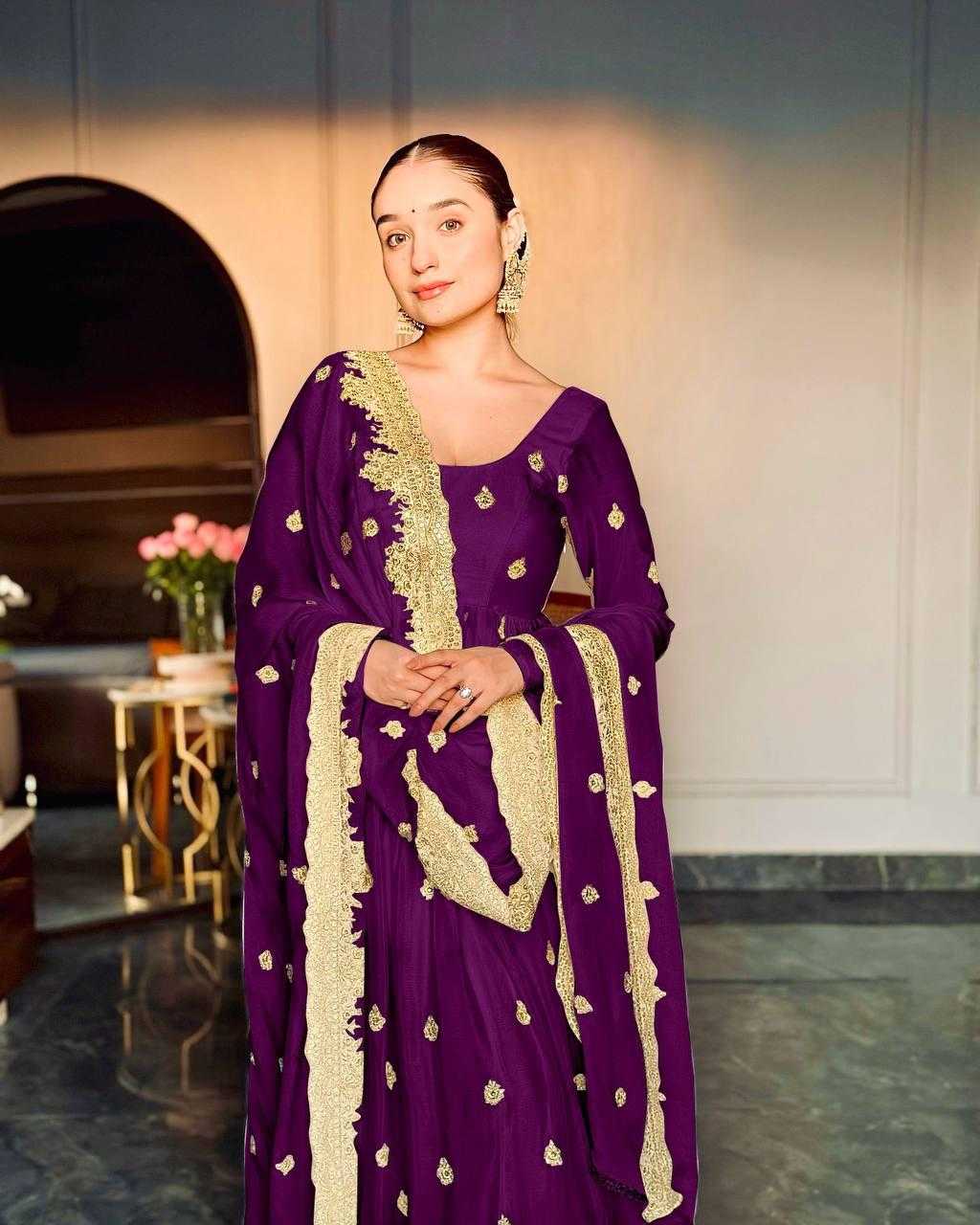 Ynf Chinon Silk KESH506 121 Gowns Wholesale Fancy Gowns Embroidery Gowns Designer Gowns Manufacturer