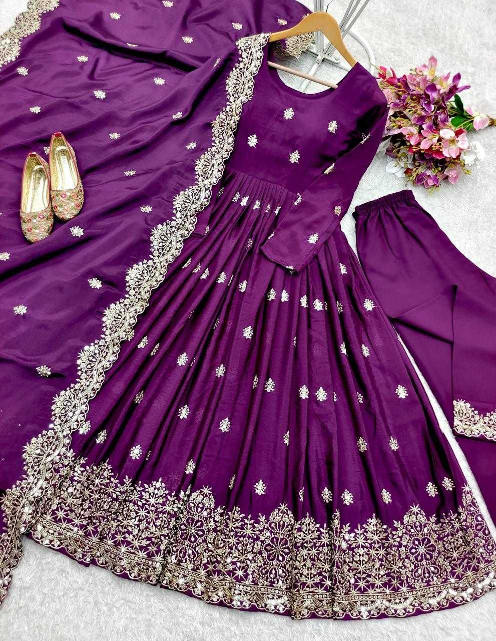 Ynf Chinon Silk KESH506 121 Gowns Wholesale Fancy Gowns Embroidery Gowns Designer Gowns Manufacturer