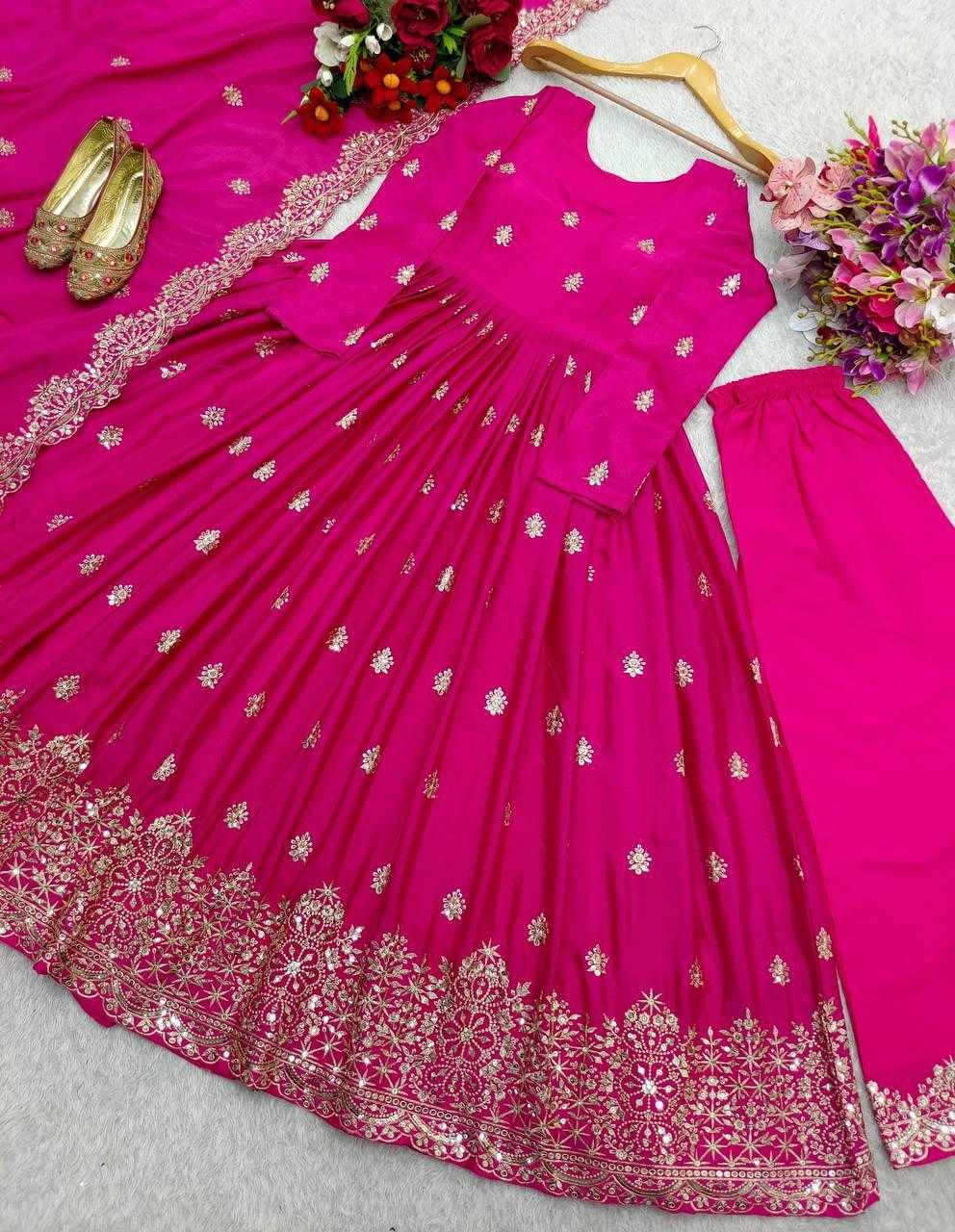 Ynf Chinon Silk KESH506 121 Gowns Wholesale Fancy Gowns Embroidery Gowns Designer Gowns Manufacturer