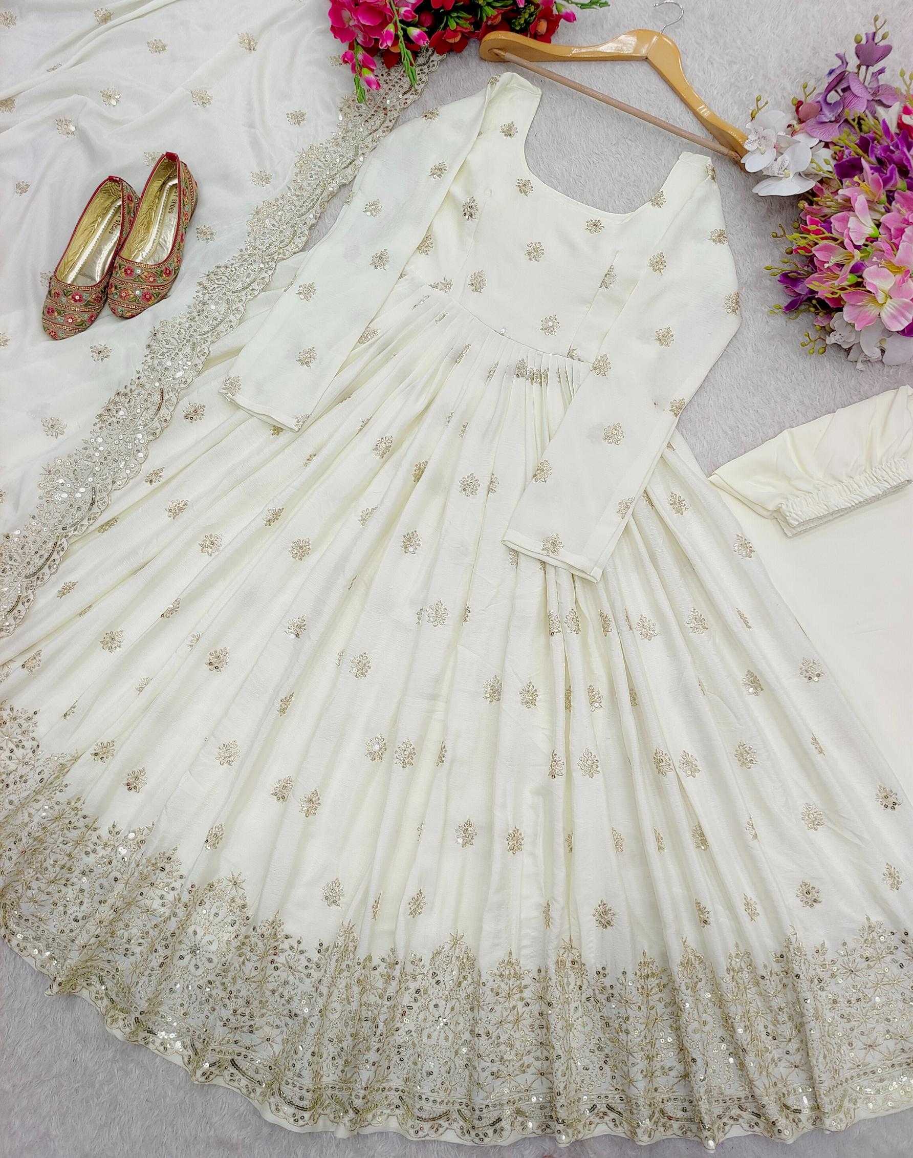 Ynf Chinon Silk KESH506 121 Gowns Wholesale Fancy Gowns Embroidery Gowns Designer Gowns Manufacturer