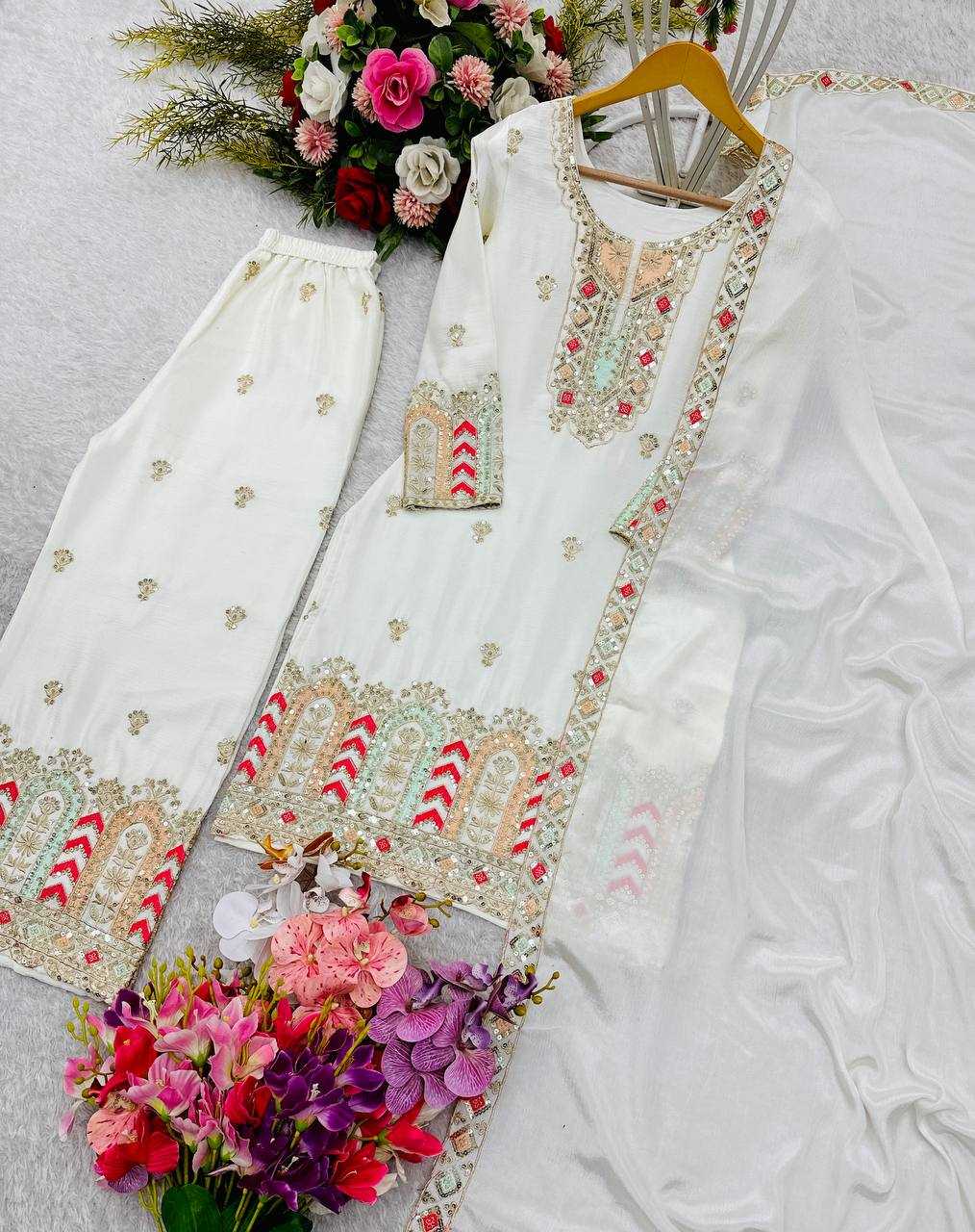 Ynf Chinon Silk KESH506 509 Suits & Dresses Wedding Collections Festive Collections Wholesale Embroidery Suits Palazzo Suit Ladies Silk Suit Manufacturer