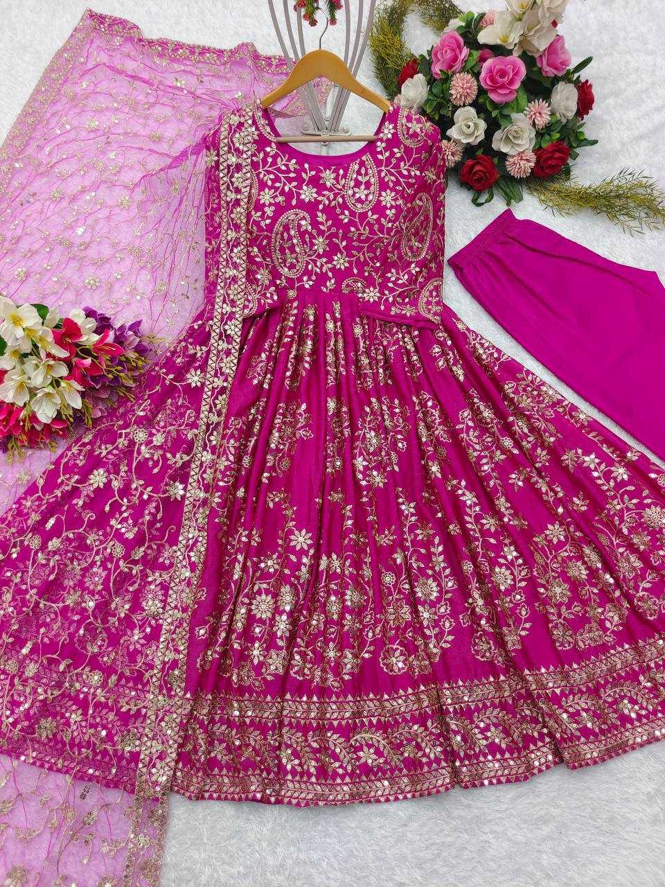 Ynf Chinon Silk KESH506 8044 Gowns Wholesale Fancy Gowns Embroidery Gowns Designer Gowns Manufacturer