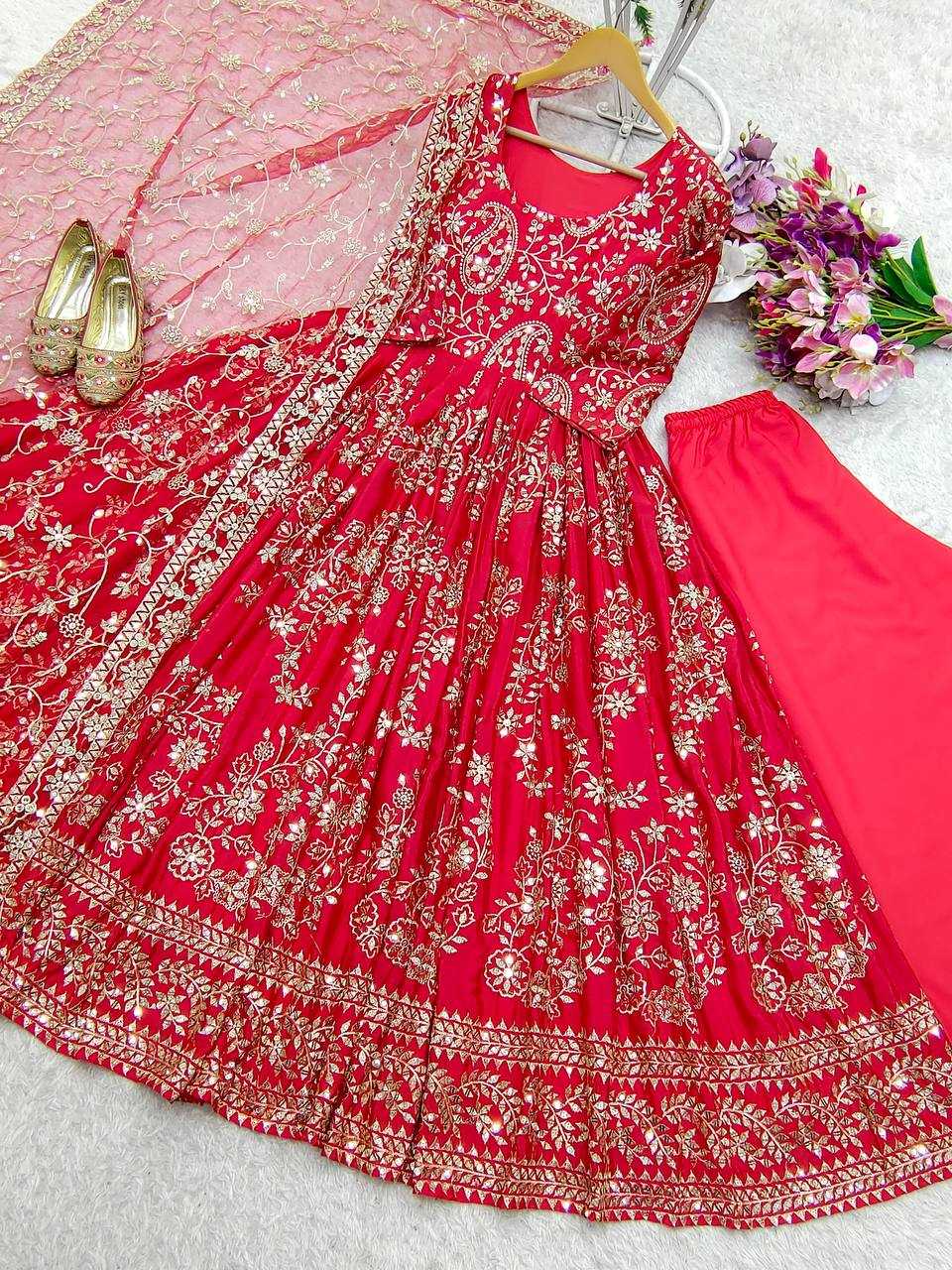 Ynf Chinon Silk KESH506 8044 Gowns Wholesale Fancy Gowns Embroidery Gowns Designer Gowns Manufacturer