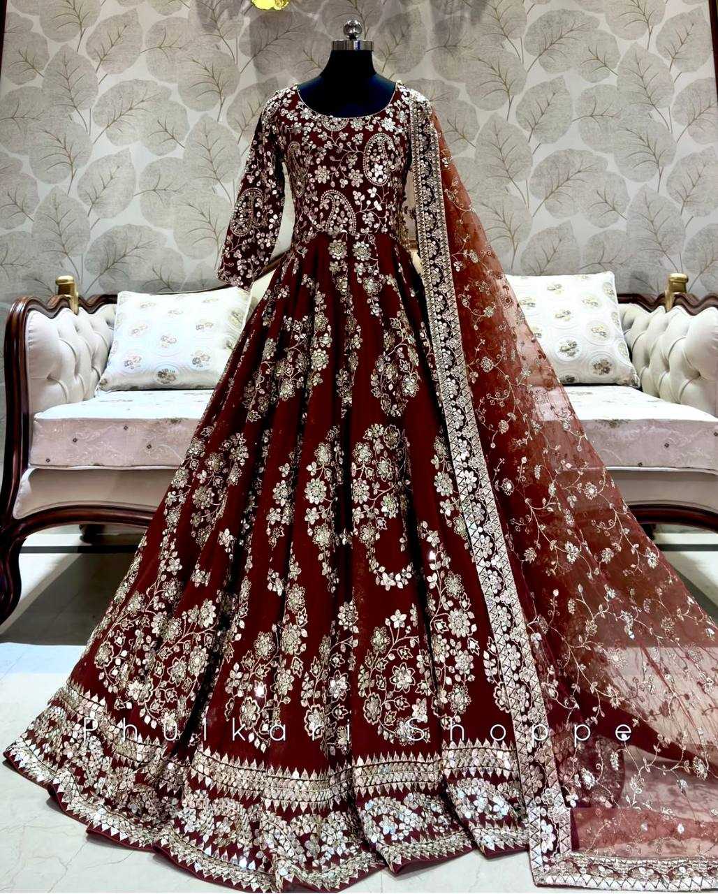 Ynf Chinon Silk KESH506 8044 Gowns Wholesale Fancy Gowns Embroidery Gowns Designer Gowns Manufacturer