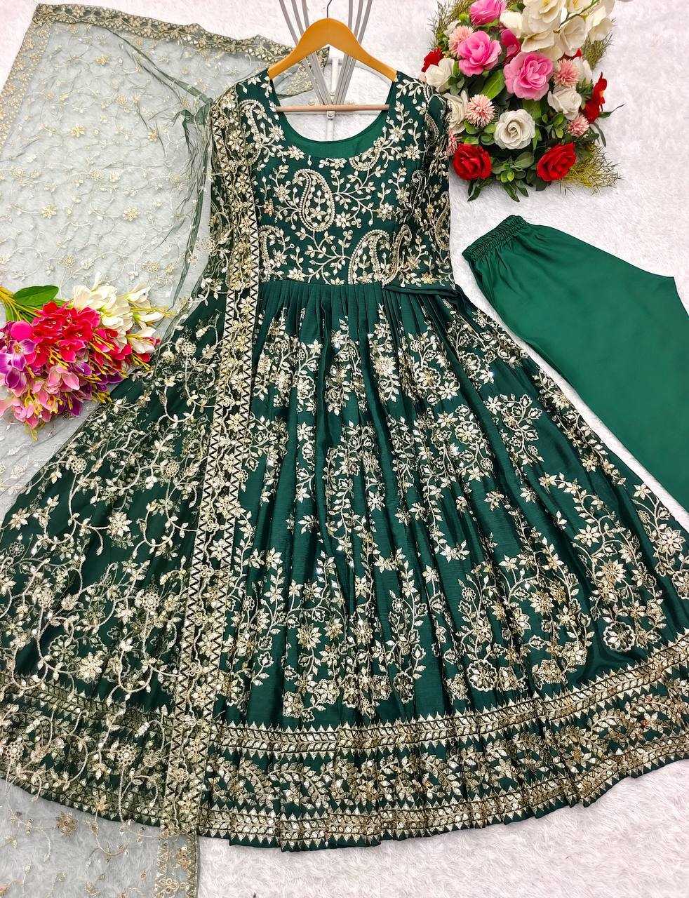 Ynf Chinon Silk KESH506 8044 Gowns Wholesale Fancy Gowns Embroidery Gowns Designer Gowns Manufacturer