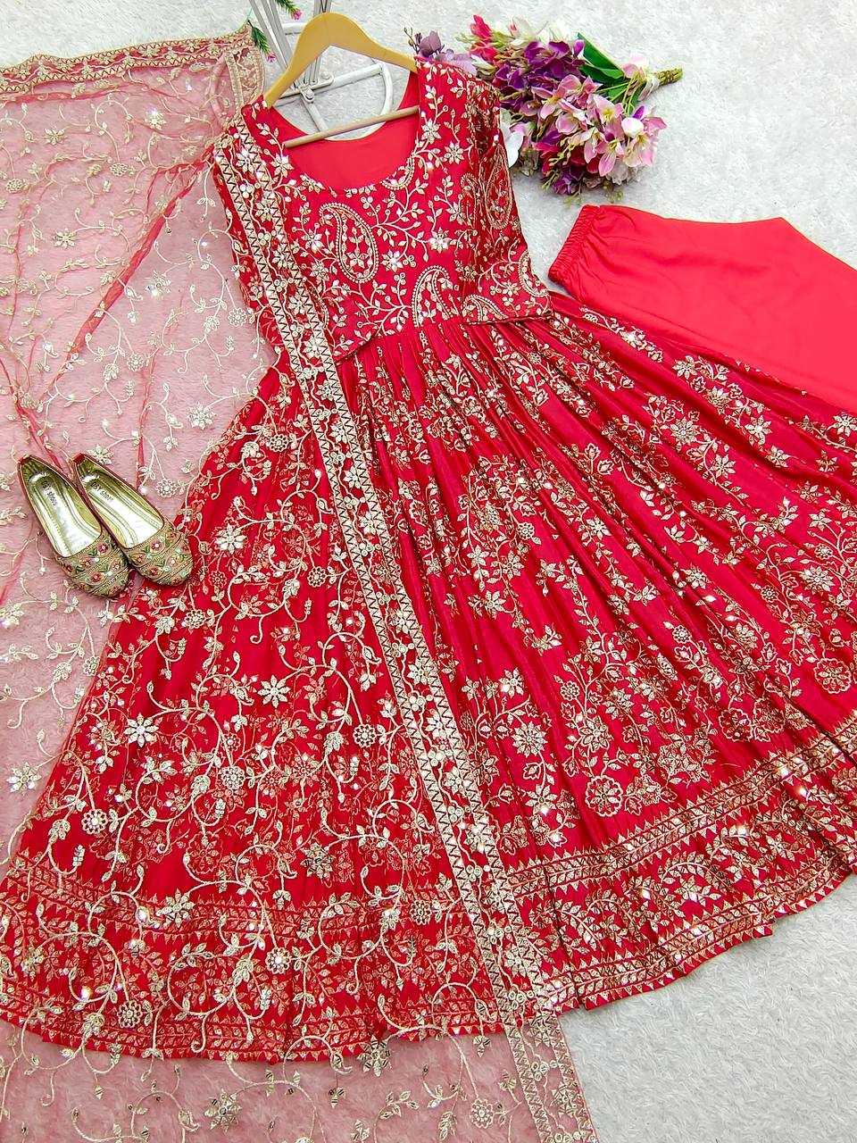 Ynf Chinon Silk KESH506 8044 Gowns Wholesale Fancy Gowns Embroidery Gowns Designer Gowns Manufacturer