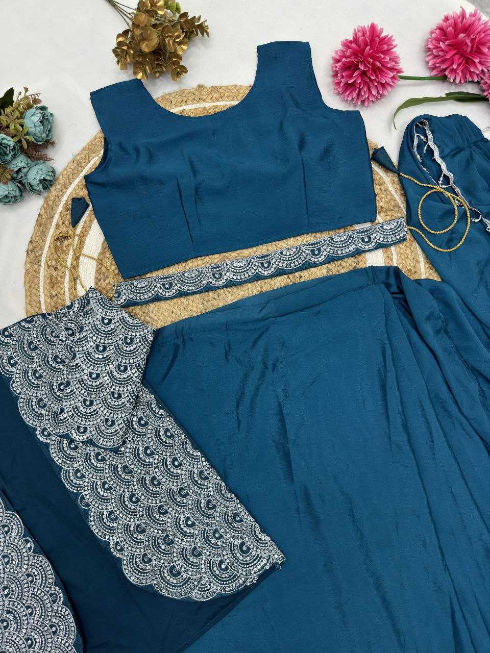 Ynf Chinon Silk KESH516 9246 Sarees Wholesale Ready To Wear Sarees Party Wear Sarees Saree with Jacket Manufacturer