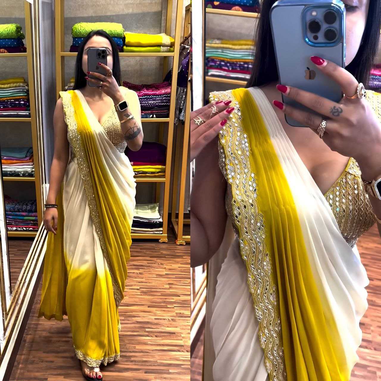 Ynf Chinon Silk KESH516 9249 Sarees Wholesale Ready To Wear Sarees Party Wear Sarees Fancy Sarees Embroidered Sarees Manufacturer