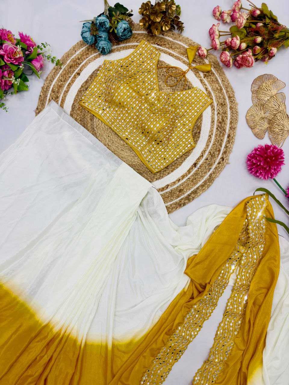 Ynf Chinon Silk KESH516 9249 Sarees Wholesale Ready To Wear Sarees Party Wear Sarees Fancy Sarees Embroidered Sarees Manufacturer