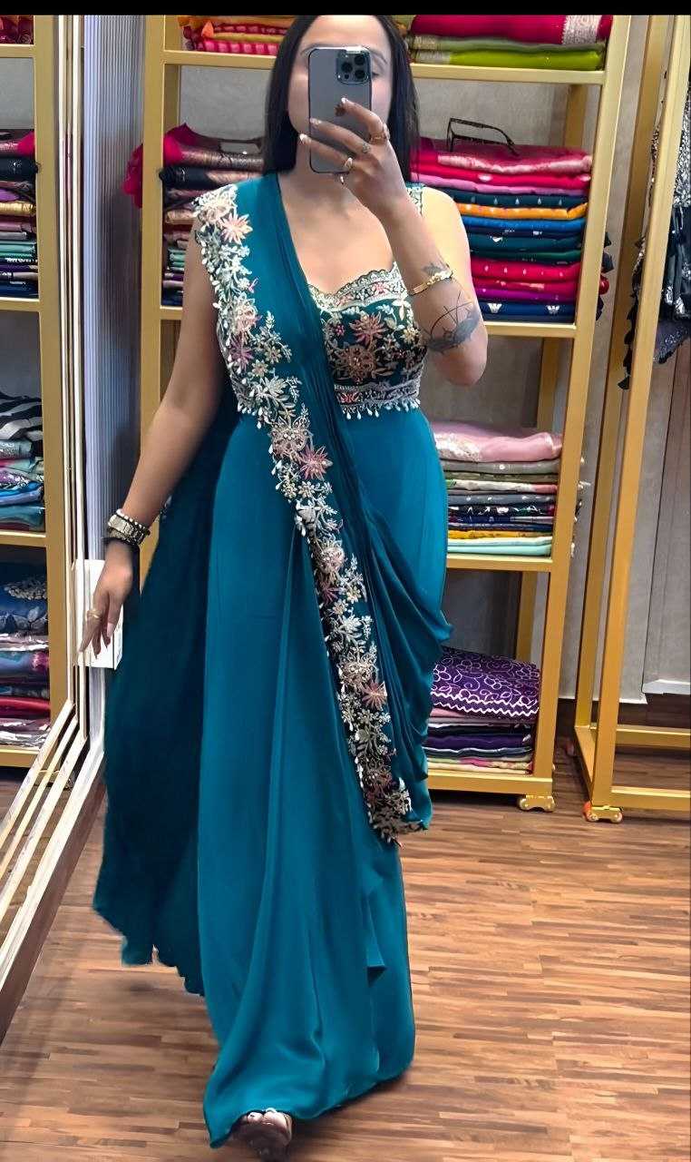 Ynf Chinon Silk KESH516 9250 Sarees Wholesale Ready To Wear Sarees Party Wear Sarees Fancy Sarees Embroidered Sarees Saree with Jacket Manufacturer
