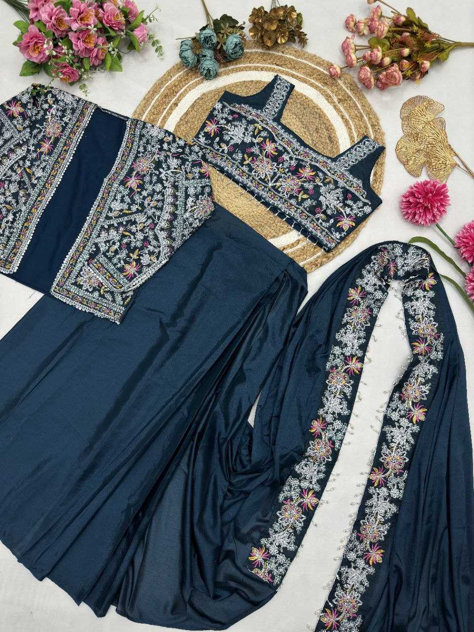 Ynf Chinon Silk KESH516 9250 Sarees Wholesale Ready To Wear Sarees Party Wear Sarees Fancy Sarees Embroidered Sarees Saree with Jacket Manufacturer