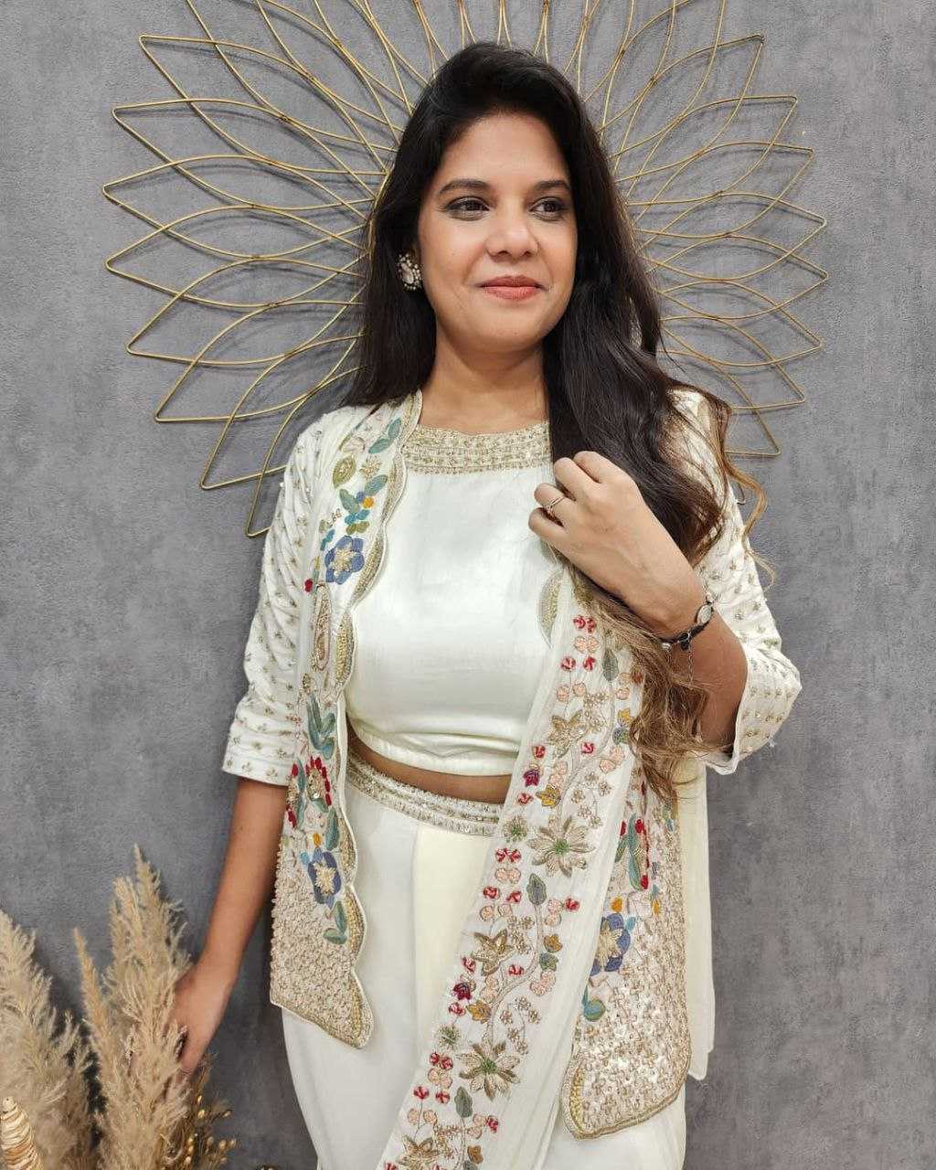 Ynf Chinon Silk KESH516 9256 Sarees Wholesale Ready To Wear Sarees Party Wear Sarees Fancy Sarees Sequence Sarees Embroidered Sarees Saree with Jacket Manufacturer