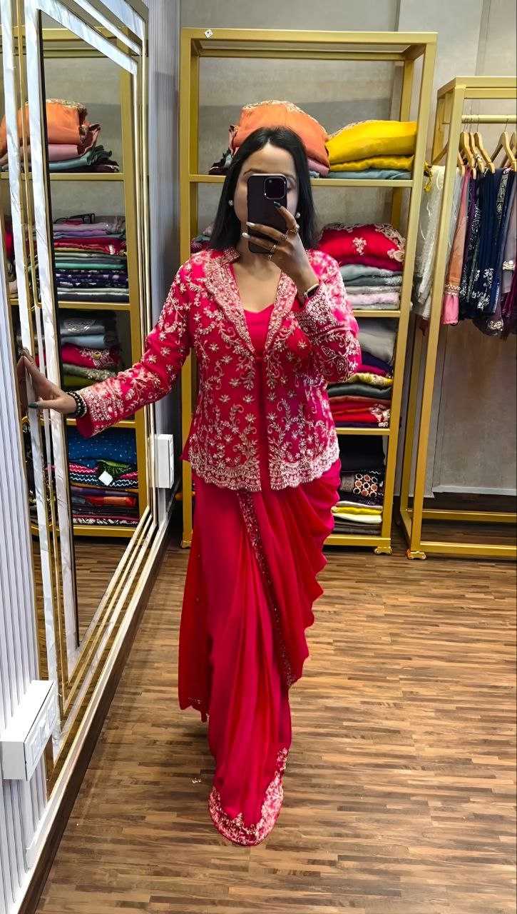 Ynf Chinon Silk KESH516 9259 Sarees Wholesale Ready To Wear Sarees Party Wear Sarees Fancy Sarees Saree with Jacket Manufacturer