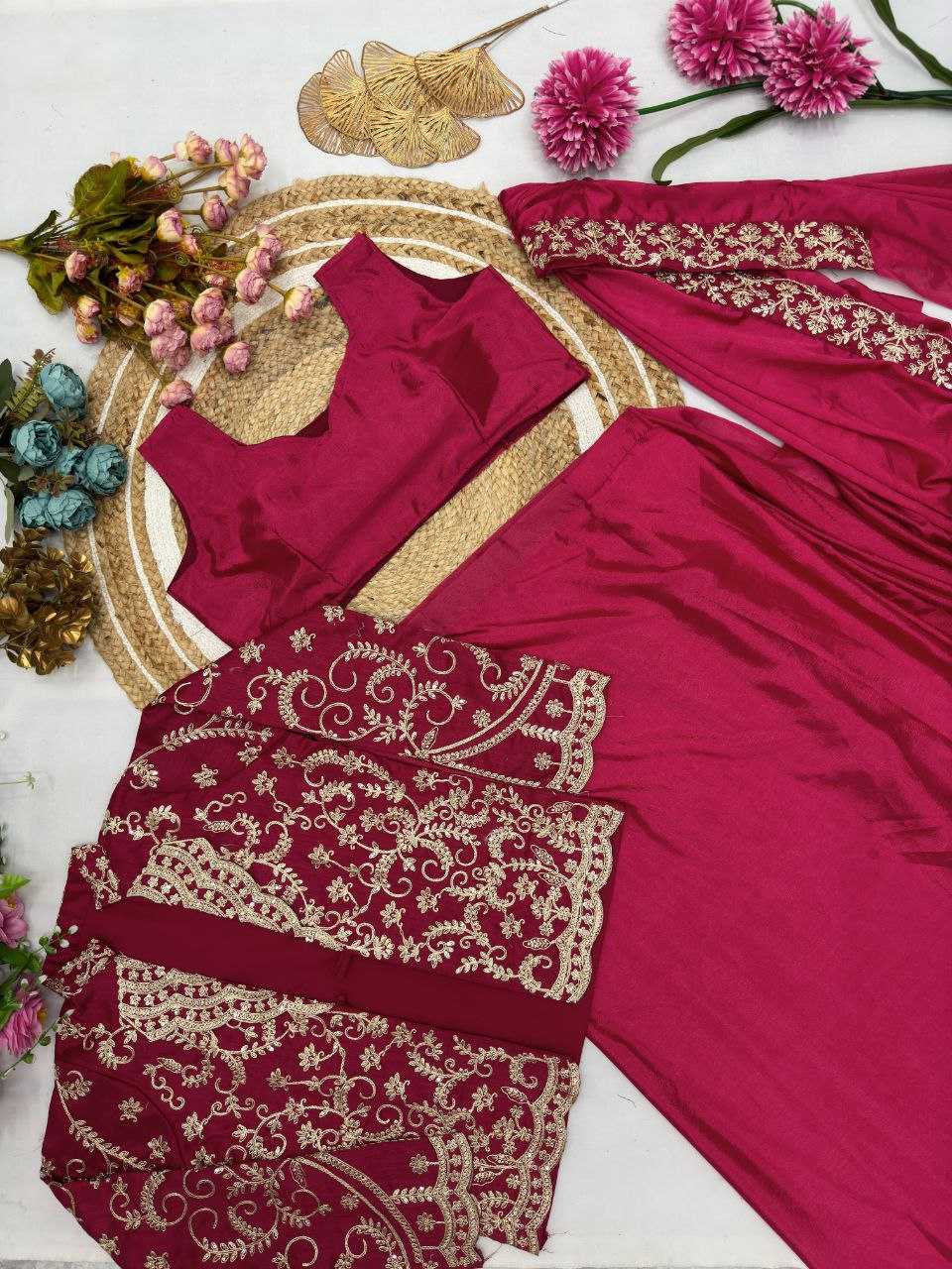 Ynf Chinon Silk KESH516 9259 Sarees Wholesale Ready To Wear Sarees Party Wear Sarees Fancy Sarees Saree with Jacket Manufacturer