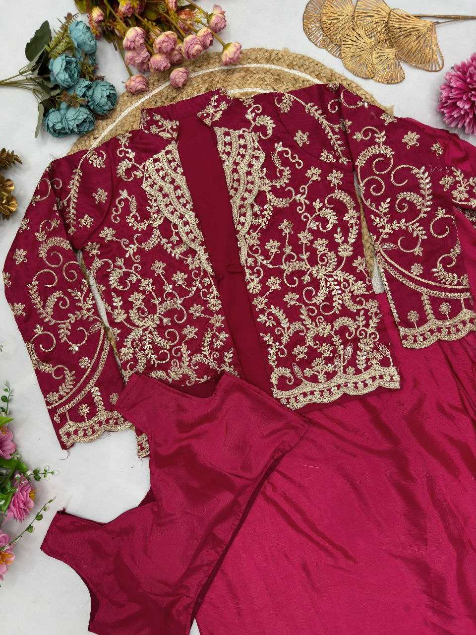 Ynf Chinon Silk KESH516 9259 Sarees Wholesale Ready To Wear Sarees Party Wear Sarees Fancy Sarees Saree with Jacket Manufacturer