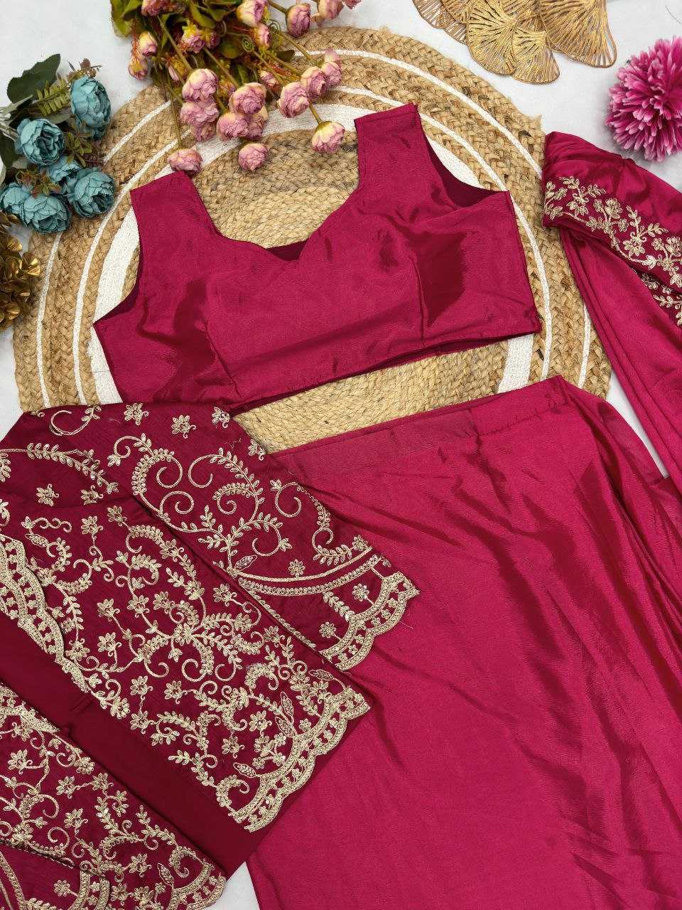 Ynf Chinon Silk KESH516 9259 Sarees Wholesale Ready To Wear Sarees Party Wear Sarees Fancy Sarees Saree with Jacket Manufacturer
