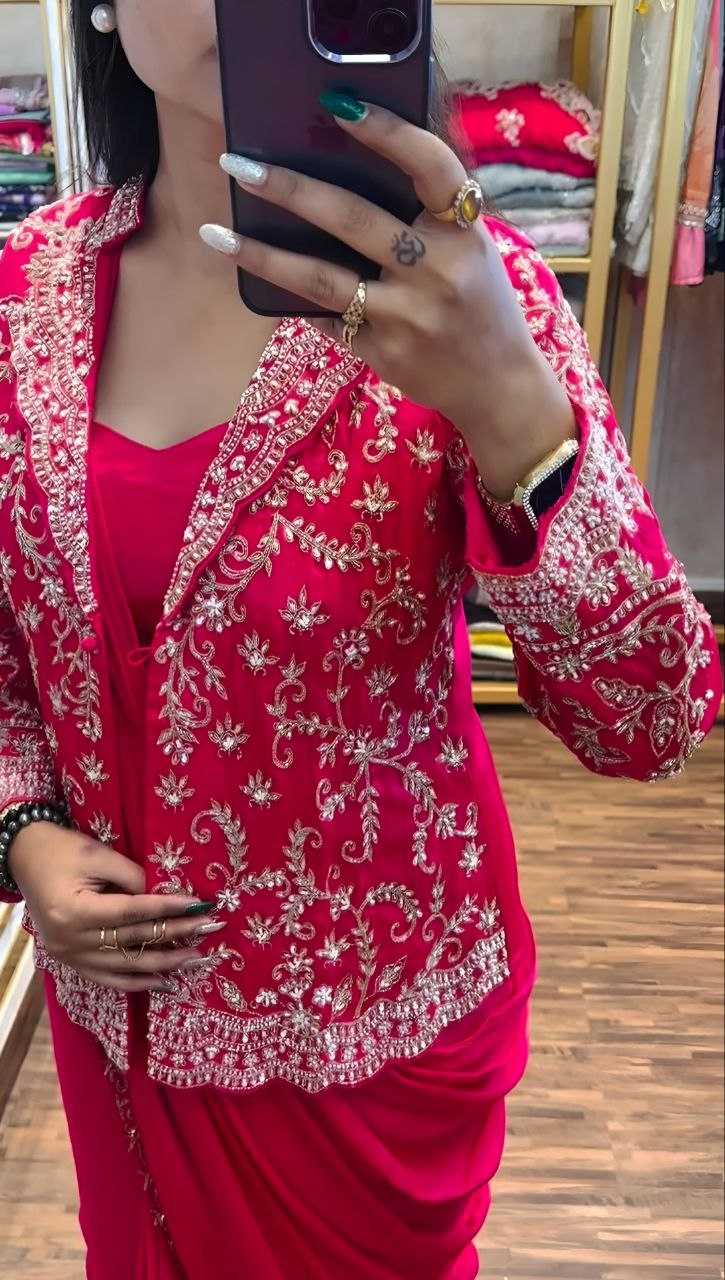 Ynf Chinon Silk KESH516 9259 Sarees Wholesale Ready To Wear Sarees Party Wear Sarees Fancy Sarees Saree with Jacket Manufacturer