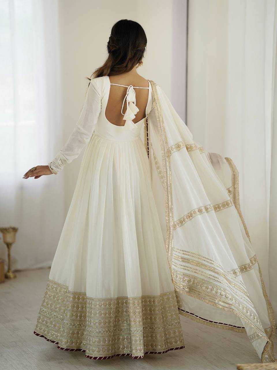 Ynf Chinon Silk RIN133 27 Gowns Wedding Collections Festive Collections Wholesale Silk Gowns Gown With Dupatta Sequin Gowns Manufacturer