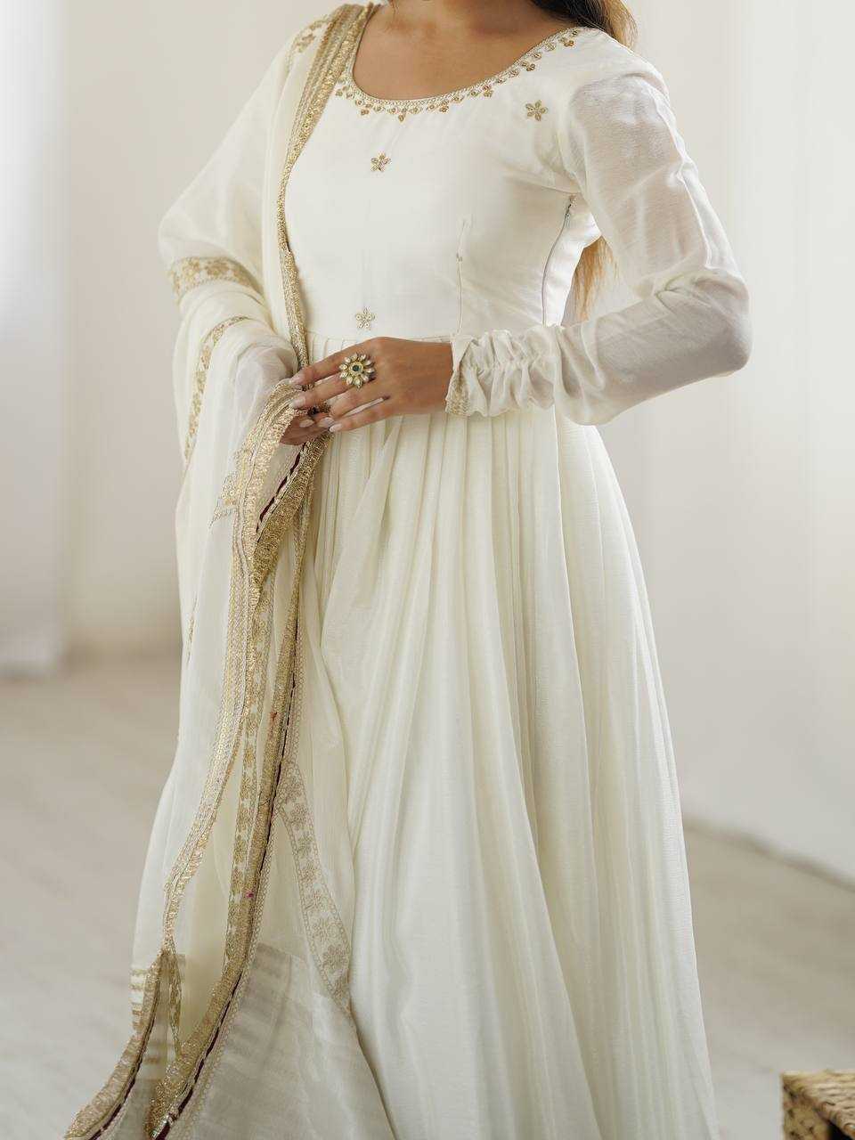Ynf Chinon Silk RIN133 27 Gowns Wedding Collections Festive Collections Wholesale Silk Gowns Gown With Dupatta Sequin Gowns Manufacturer