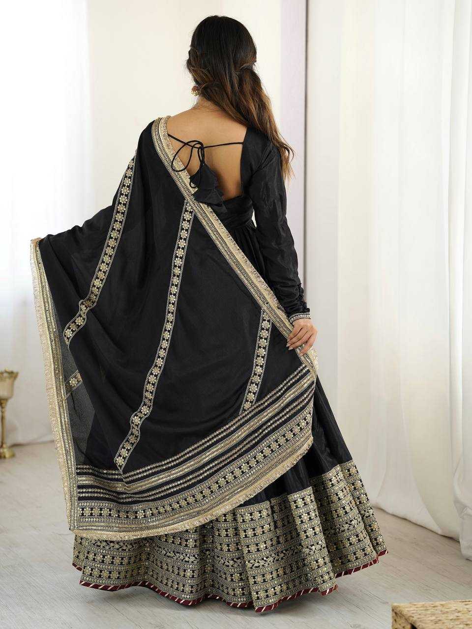 Ynf Chinon Silk RIN133 27 Gowns Wedding Collections Festive Collections Wholesale Silk Gowns Gown With Dupatta Sequin Gowns Manufacturer