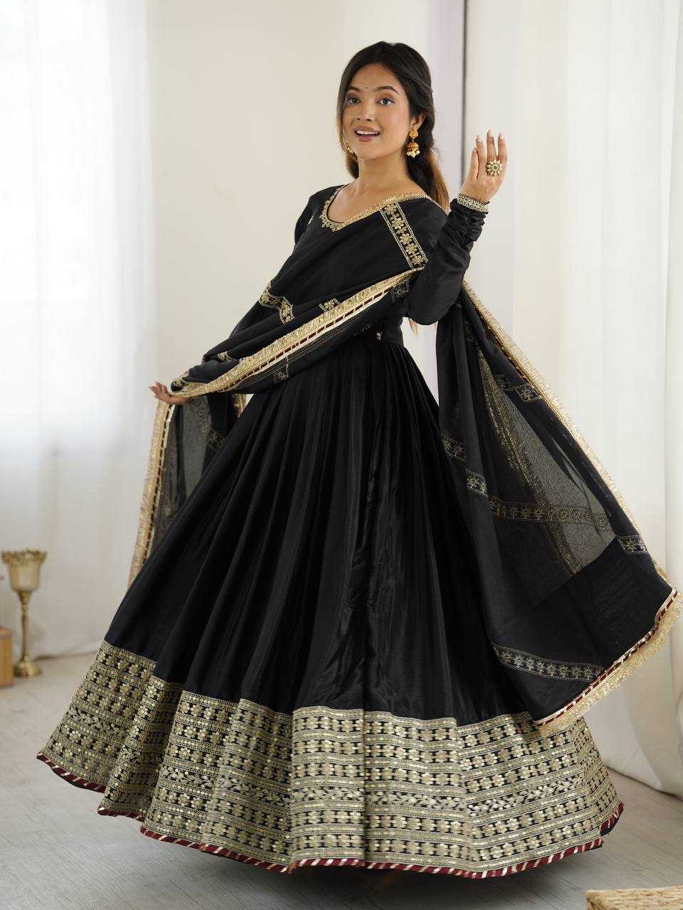 Ynf Chinon Silk RIN133 27 Gowns Wedding Collections Festive Collections Wholesale Silk Gowns Gown With Dupatta Sequin Gowns Manufacturer
