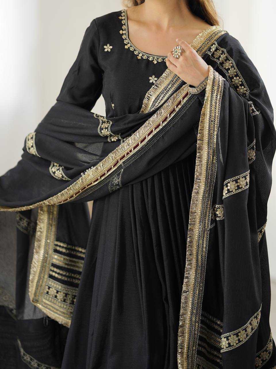 Ynf Chinon Silk RIN133 27 Gowns Wedding Collections Festive Collections Wholesale Silk Gowns Gown With Dupatta Sequin Gowns Manufacturer