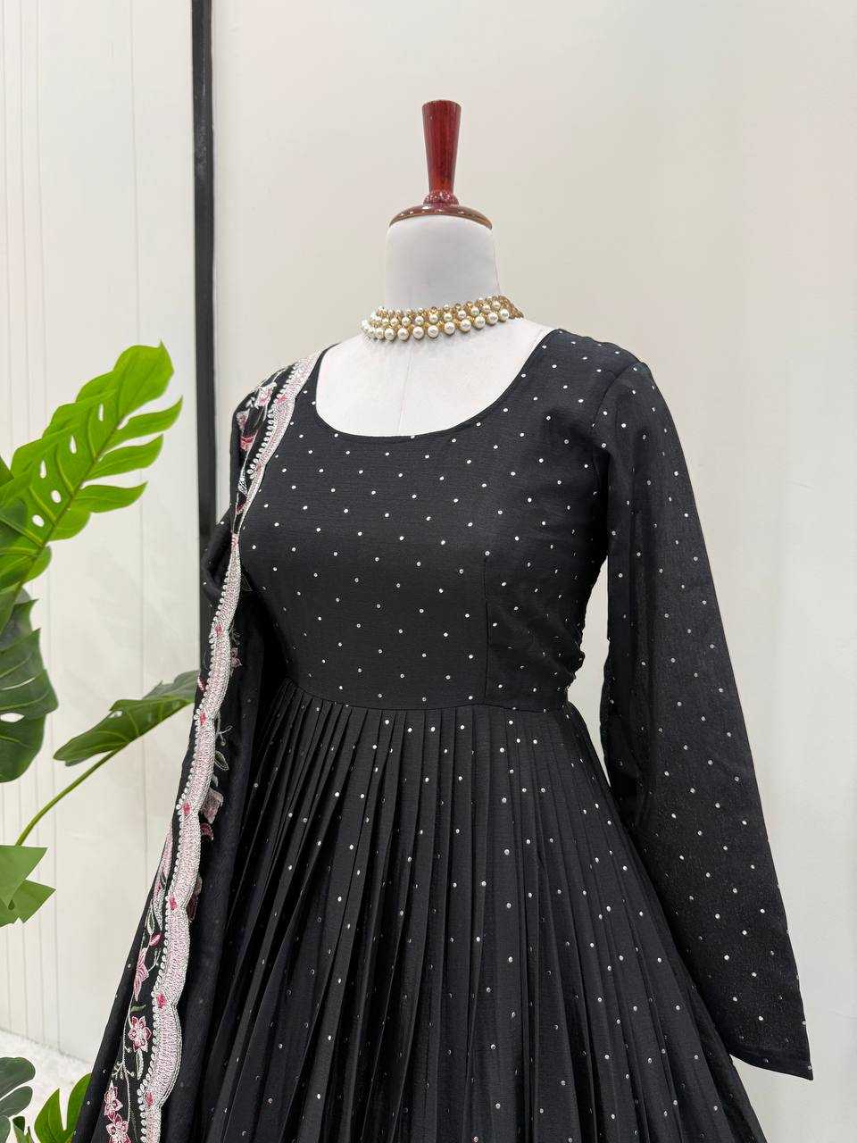 Ynf Chinon Silk RIN162 5873 Gowns Wedding Collections Festive Collections Wholesale Silk Gowns Gown With Dupatta Sequin Gowns Manufacturer