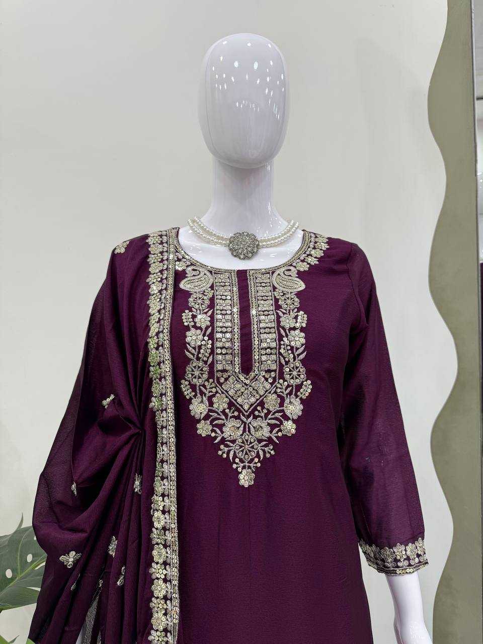 Ynf Chinon Silk RIN162 5887 Suits & Dresses Wholesale Ladies Suits Sharara Salwar Suits Embroidery Suits Party Wear Dresses Manufacturer