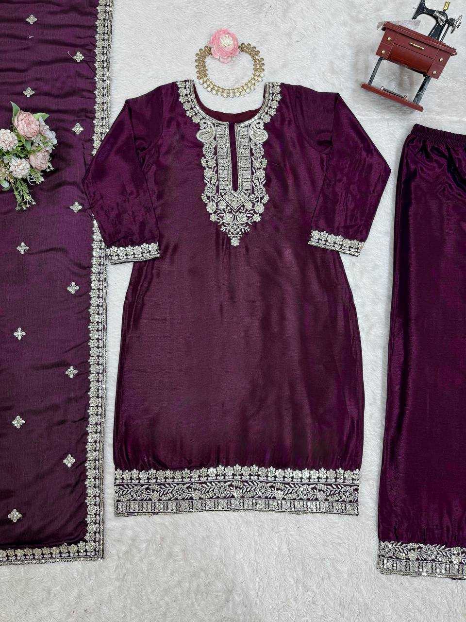 Ynf Chinon Silk RIN162 5887 Suits & Dresses Wholesale Ladies Suits Sharara Salwar Suits Embroidery Suits Party Wear Dresses Manufacturer