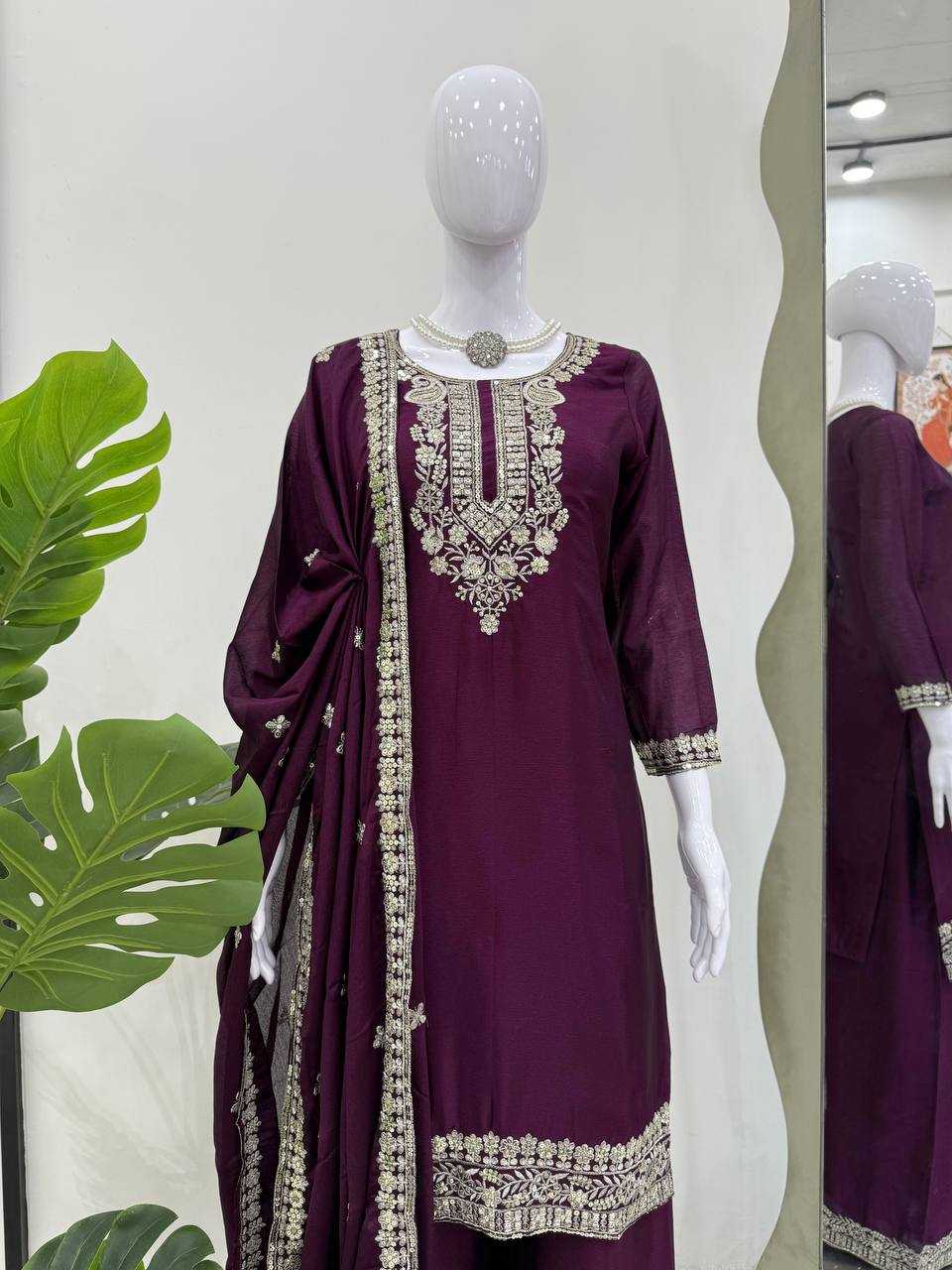 Ynf Chinon Silk RIN162 5887 Suits & Dresses Wholesale Ladies Suits Sharara Salwar Suits Embroidery Suits Party Wear Dresses Manufacturer