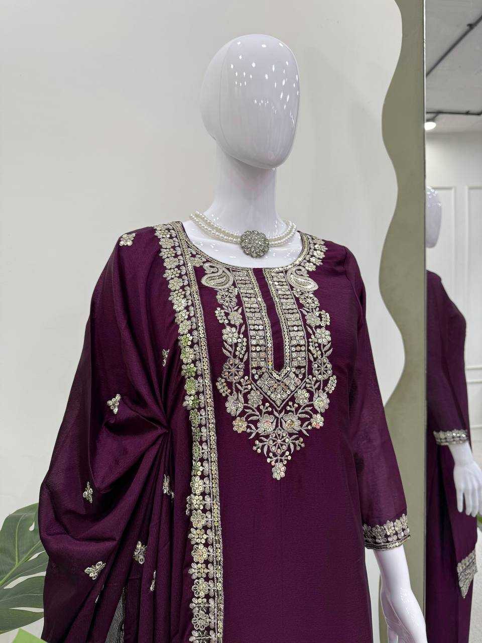 Ynf Chinon Silk RIN162 5887 Suits & Dresses Wholesale Ladies Suits Sharara Salwar Suits Embroidery Suits Party Wear Dresses Manufacturer