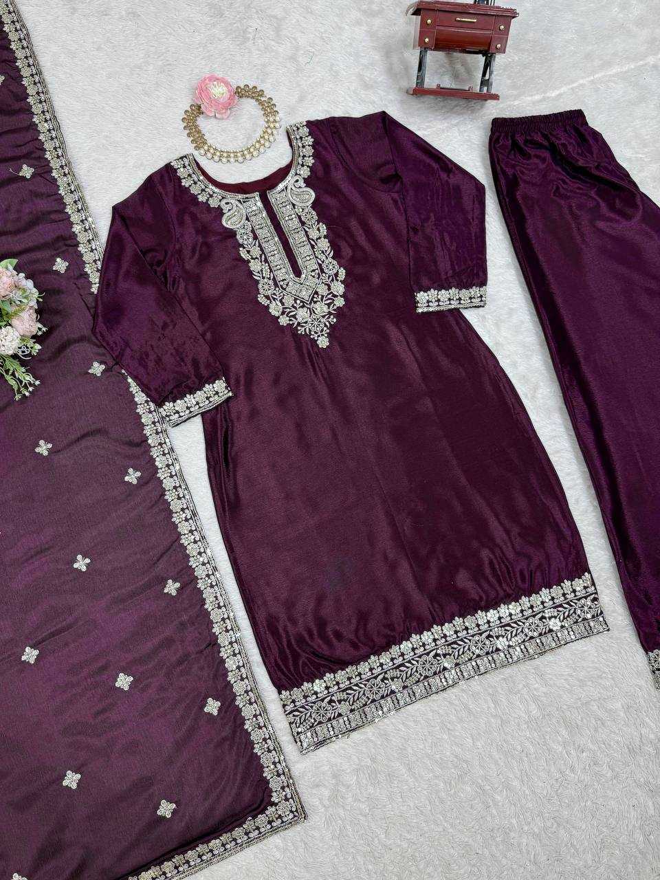 Ynf Chinon Silk RIN162 5887 Suits & Dresses Wholesale Ladies Suits Sharara Salwar Suits Embroidery Suits Party Wear Dresses Manufacturer
